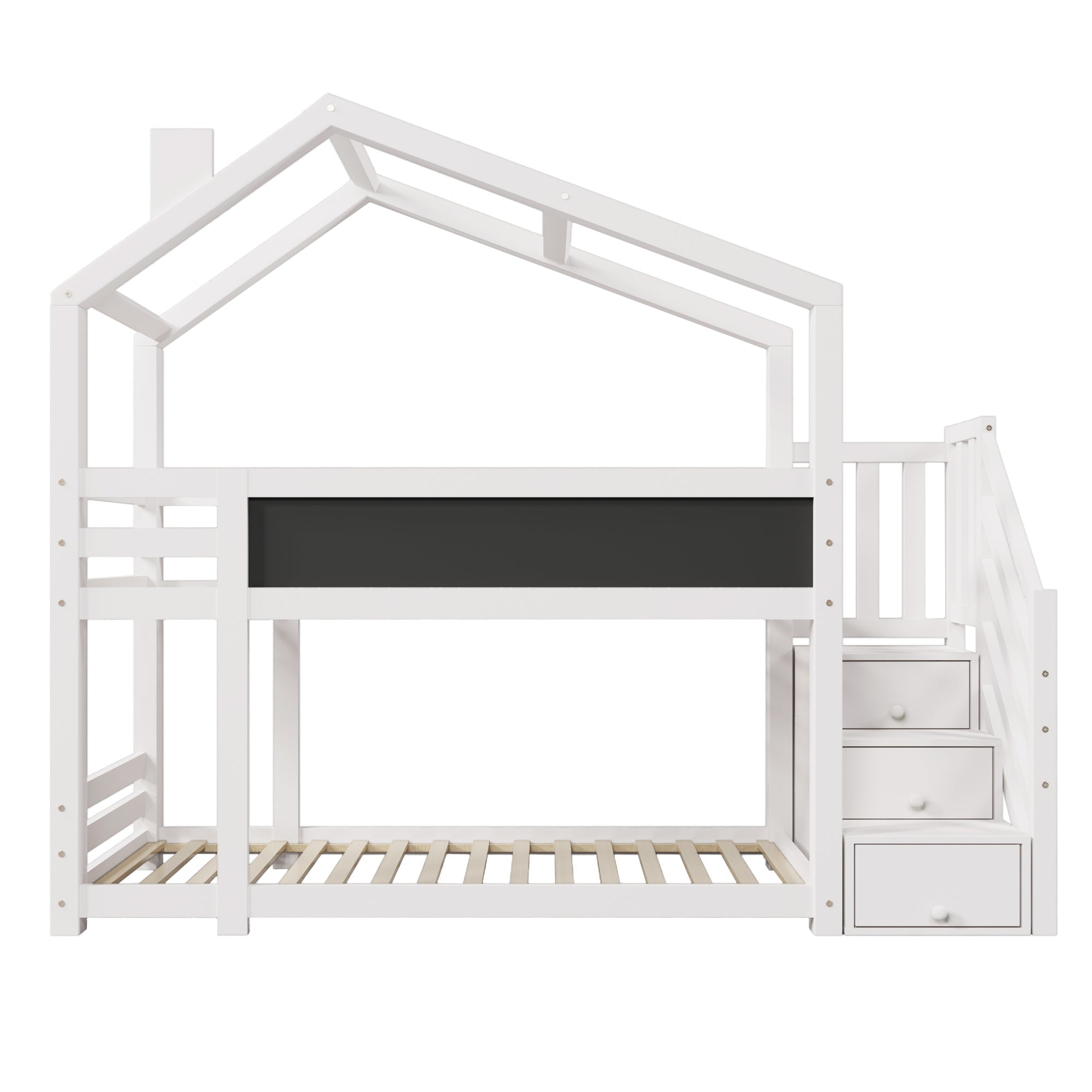 Logidon stapelbed boomhut 90x200 wit met schouw en opbergruimte