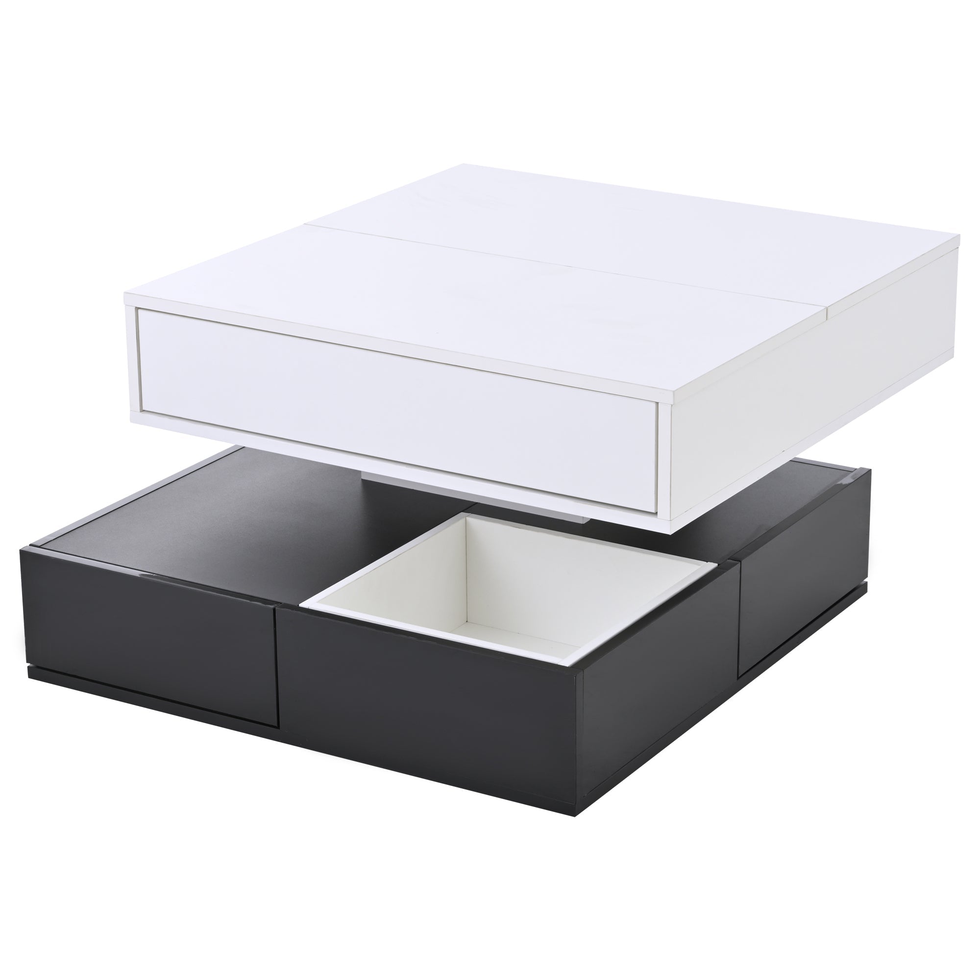Logidon salontafel 70x70 hefblad 360 graden draaibaar 3 lades wit