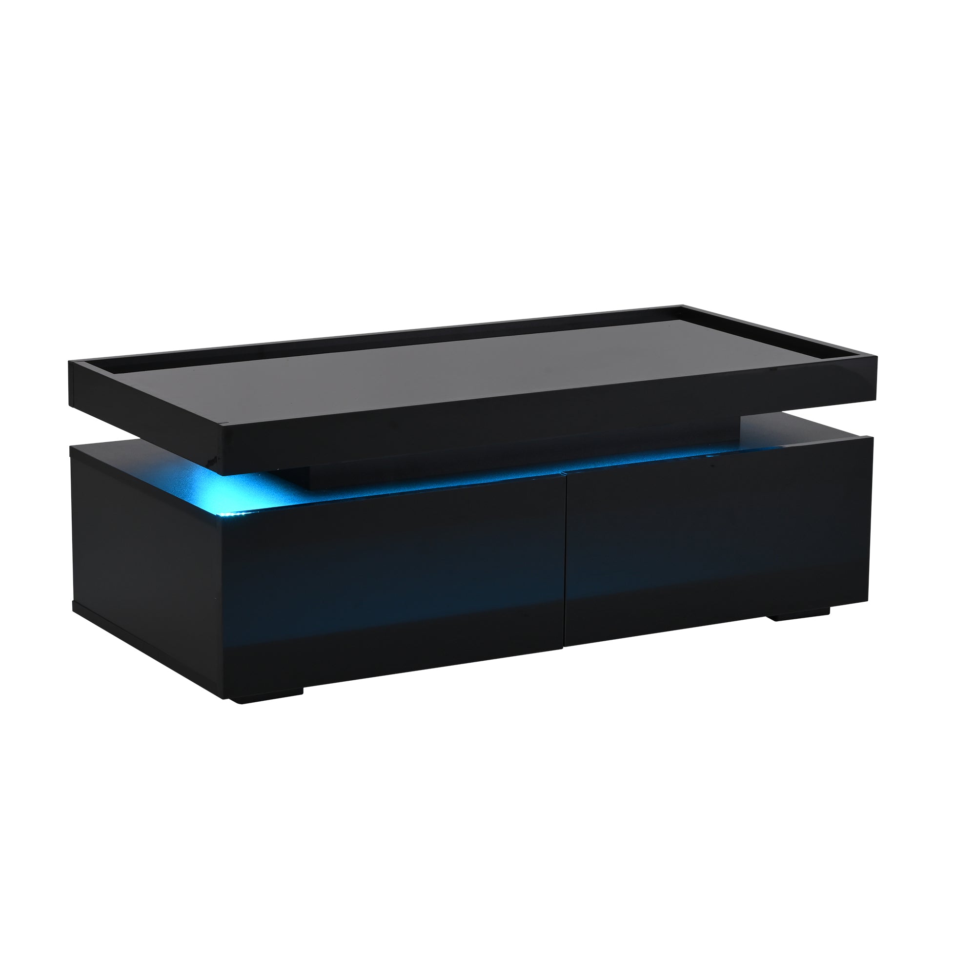 Logidon hoogglans salontafel 95x45x35 cm met LED verlichting zwart