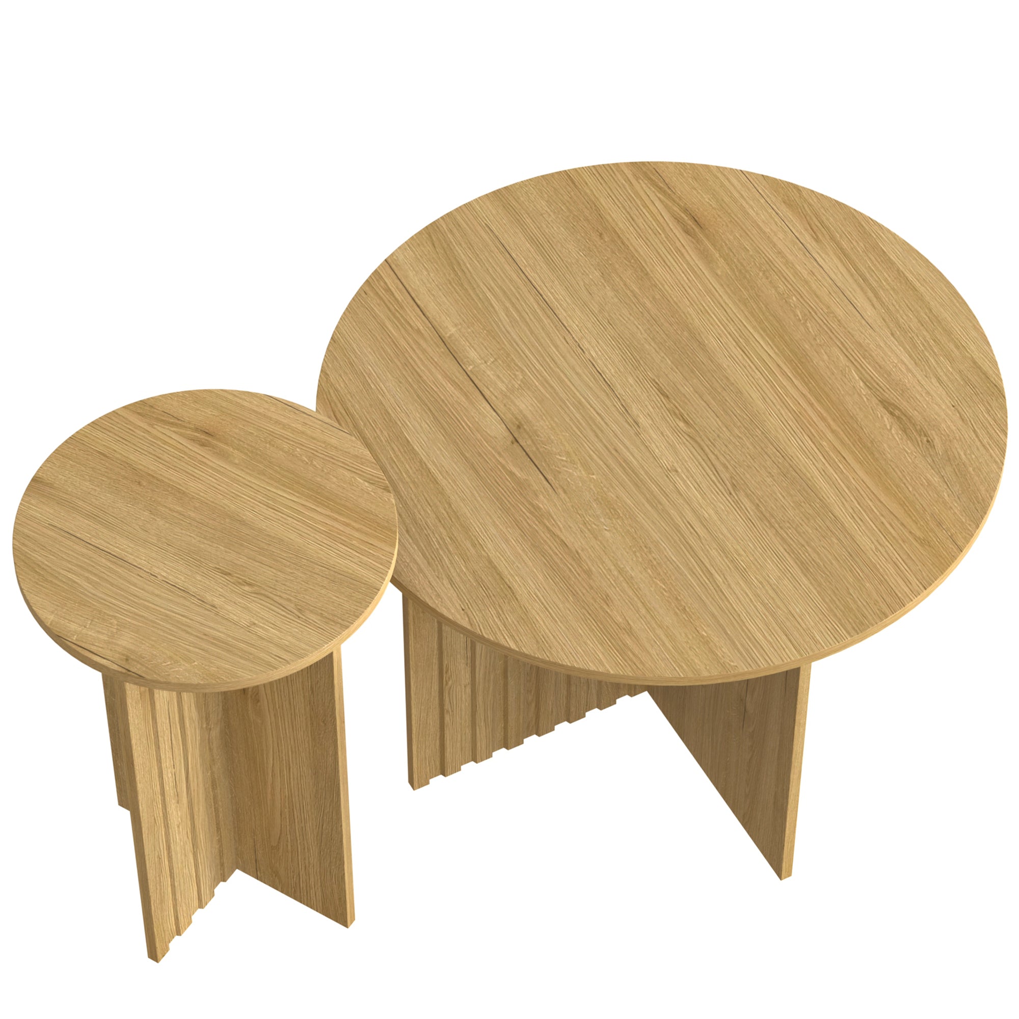Logidon Nesttafelset 2-delig Naturel Hout Rond 76 Cm Scandinavisch