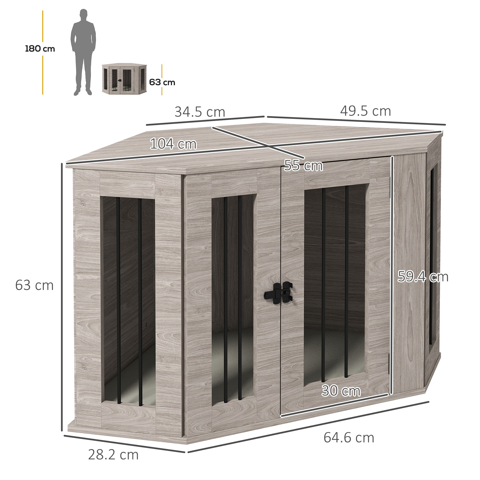 Logidon hondenkooi walnoot 104x55x63 cm met kussen en deursluiting