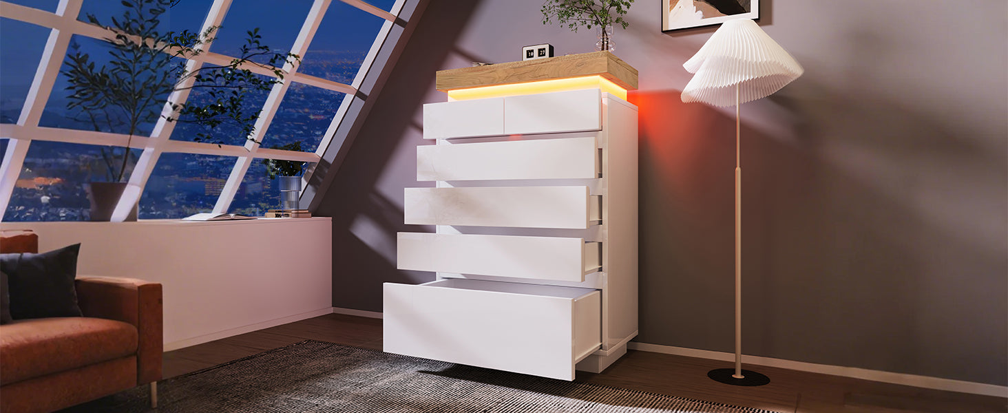 Logidon sideboard 6 drawers white 115x73x39 cm LED app control