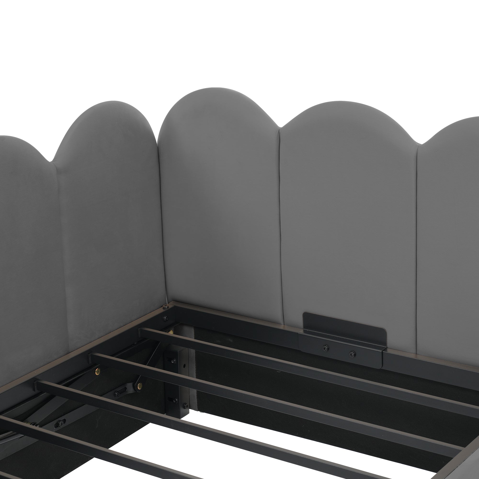 Logidon gestoffeerde dagbed 90x200 cm slaapbank met opbergruimte grijs fluweel