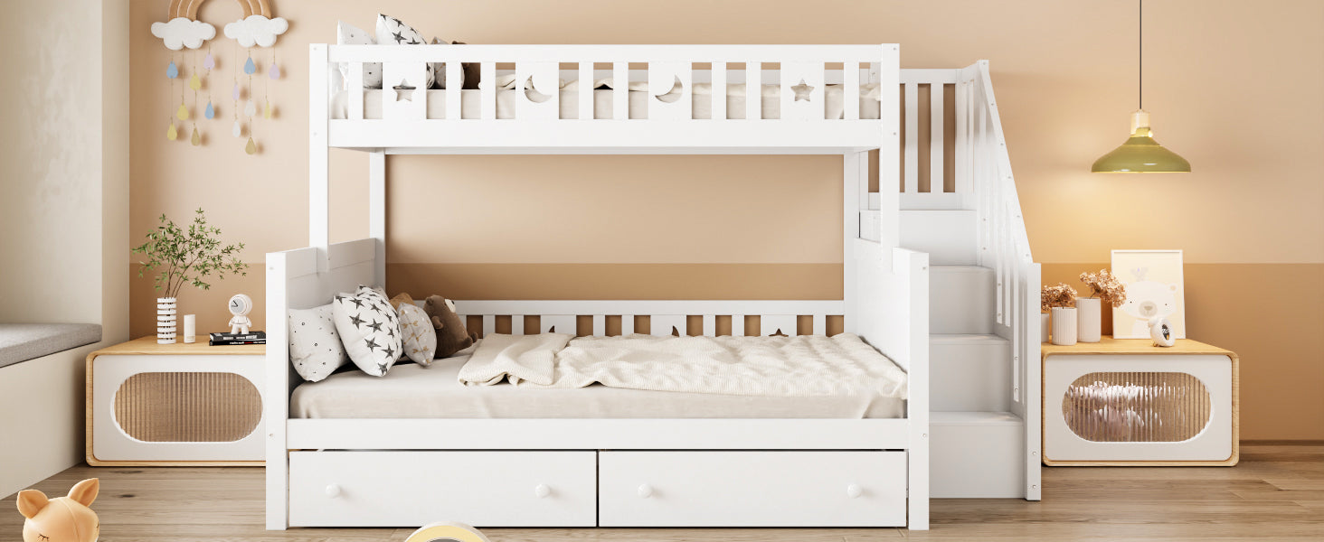 Logidon kinderstapelbed 90x200/140x200 wit met veiligheidstrap