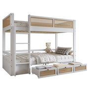 Logidon stapelbed 90x200 cm wit met rotan hekwerk drie lades