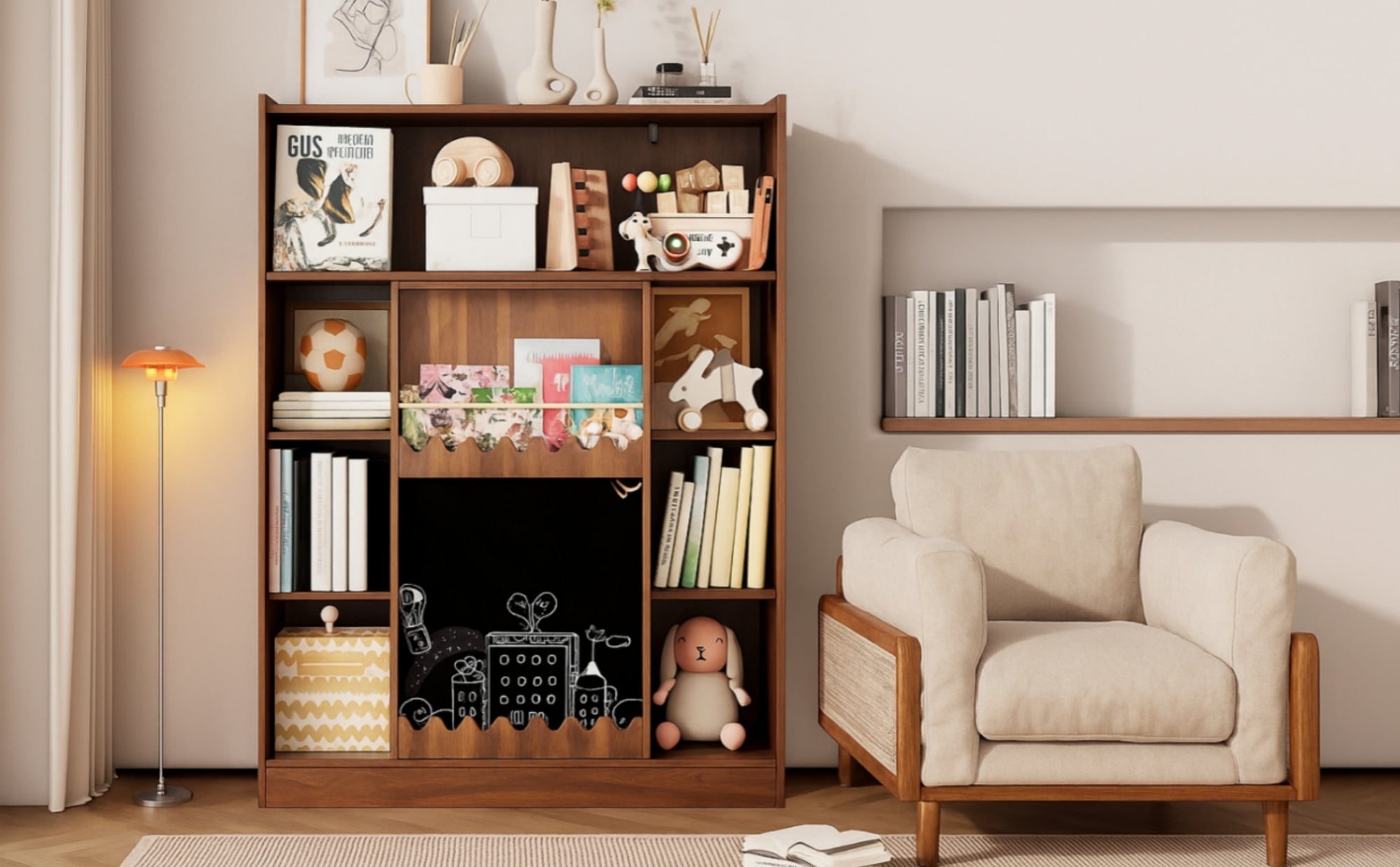 Logidon boekenkast met plank 120 x 38,5 x 151,5 cm walnoot