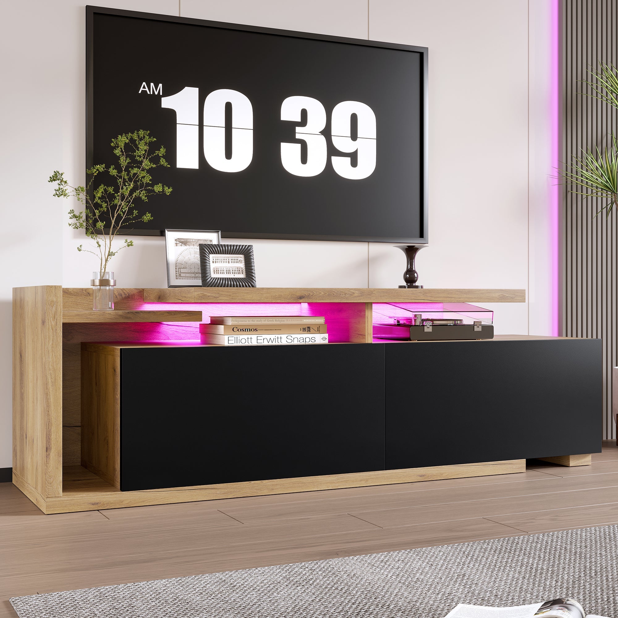 Logidon modulair tv-meubel met LED-verlichting en uittrekmodule