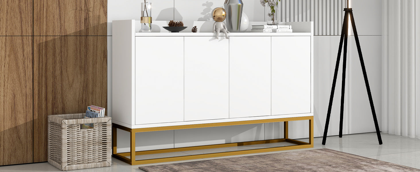 Logidon Dressoir 120 cm Wit Greeploos Vier Deuren Minimalistisch