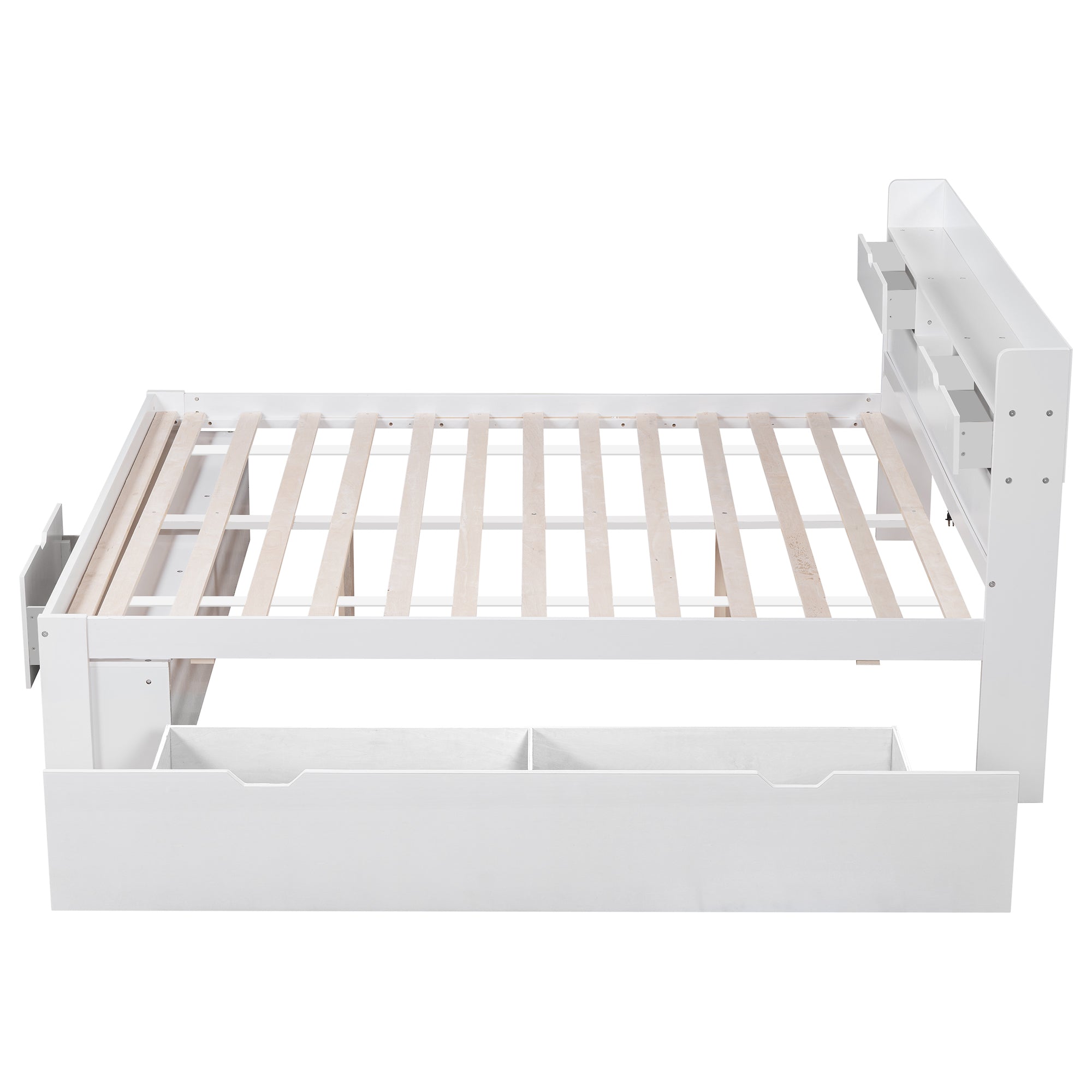 Logidon bed 135x190 cm met USB oplaadpunt en opbergruimte wit