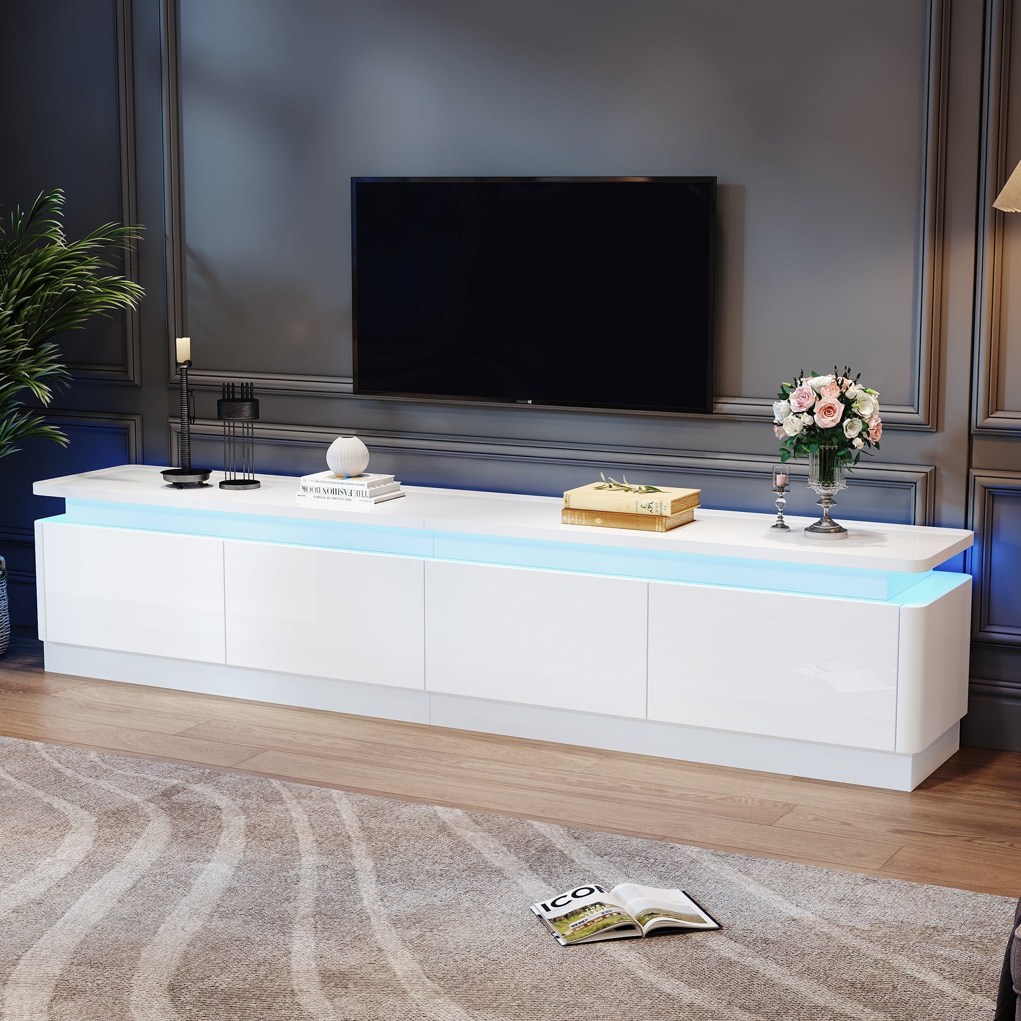 Logidon TV-meubel wit 180x34x40 cm met LED-verlichting 4 lades
