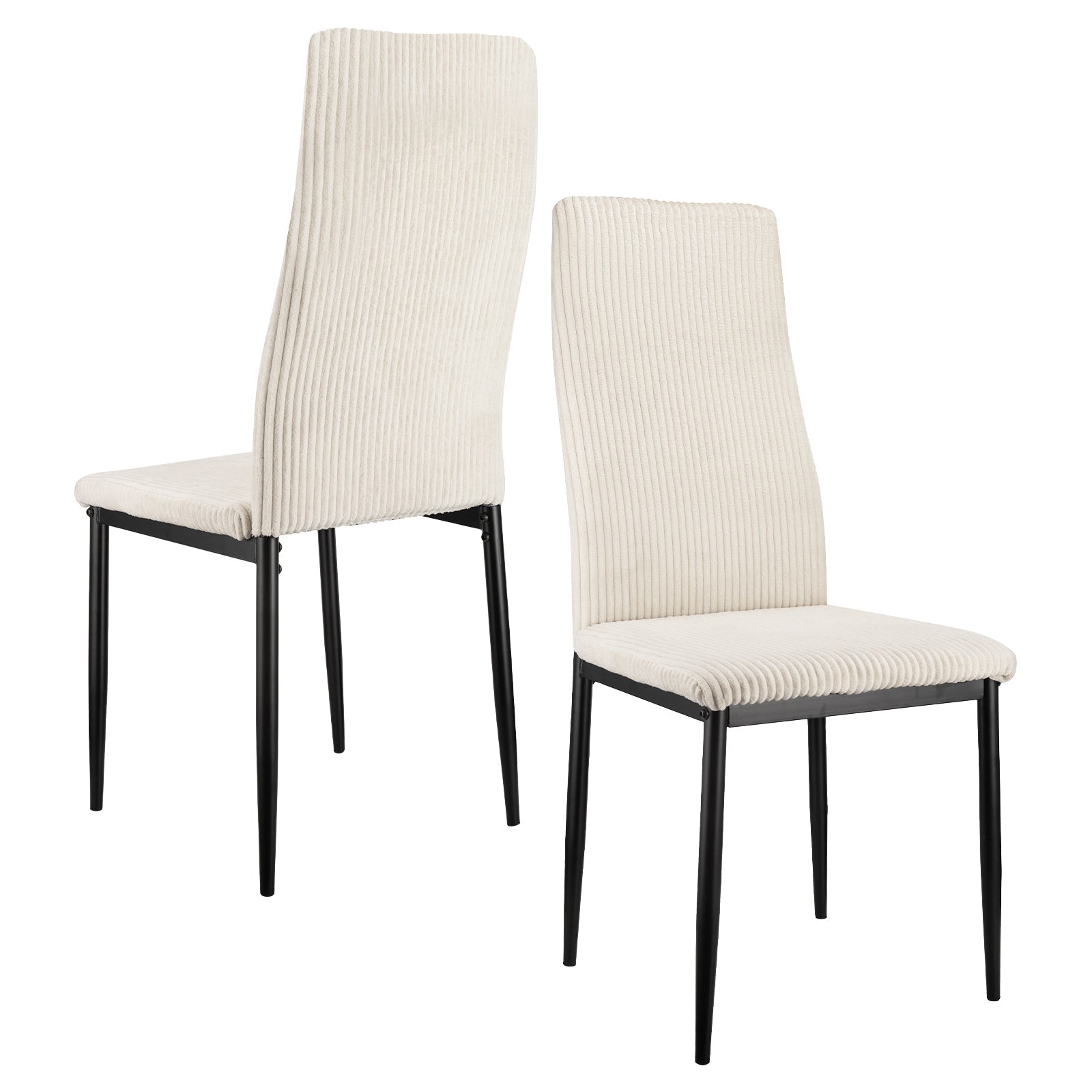 Logidon Eetkamerstoel set van 4 beige corduroy hoge rugleuning