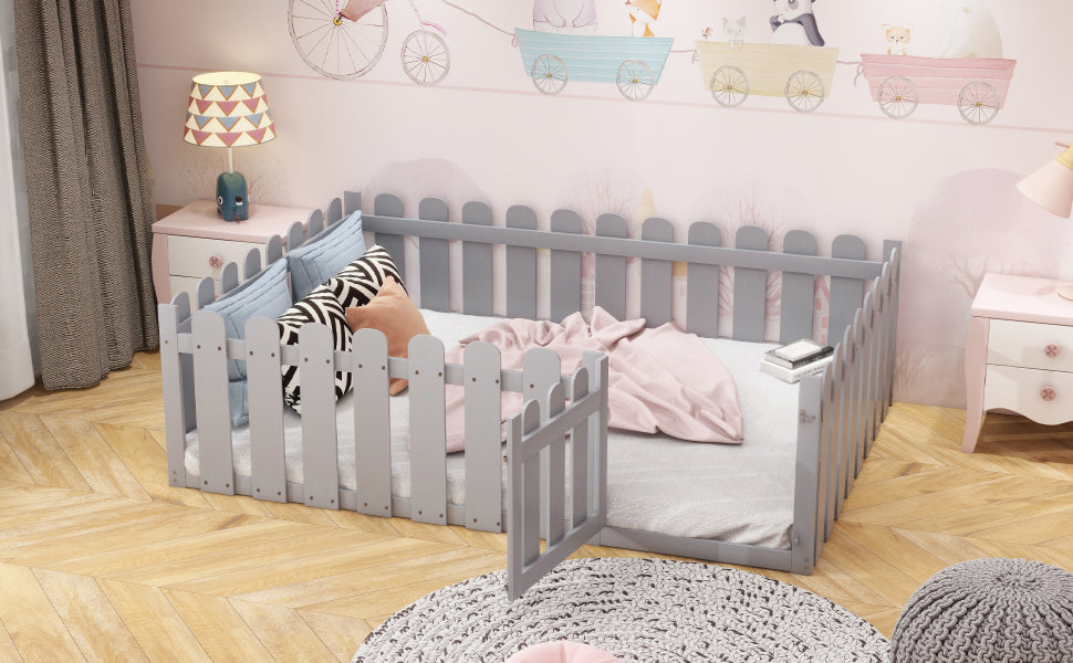 Logidon kinderbed 140 x 200 cm grijs houten frame met deur