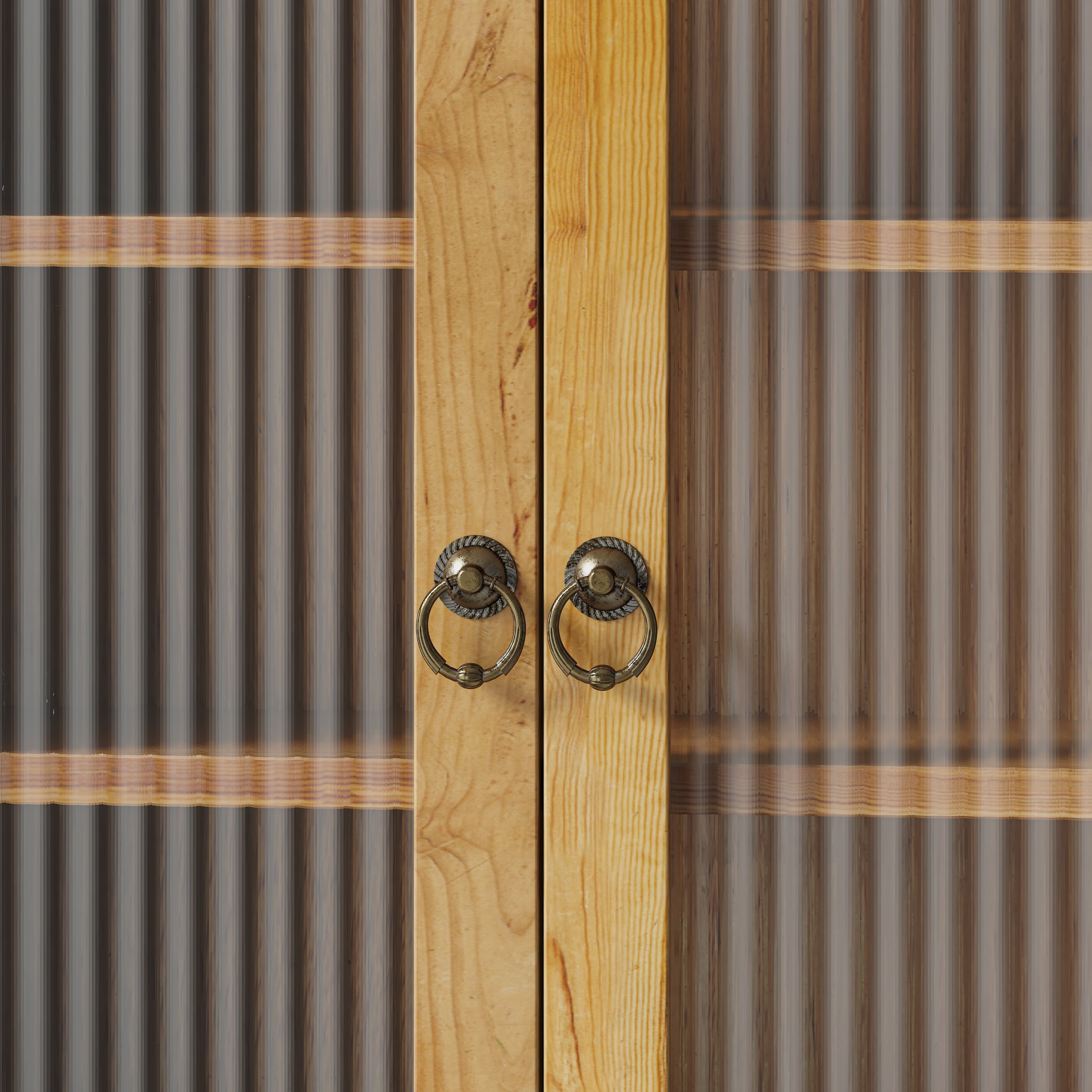 Logidon Retro wanddoos 100cm 4 deuren 2 niveaus open haken naturel hout
