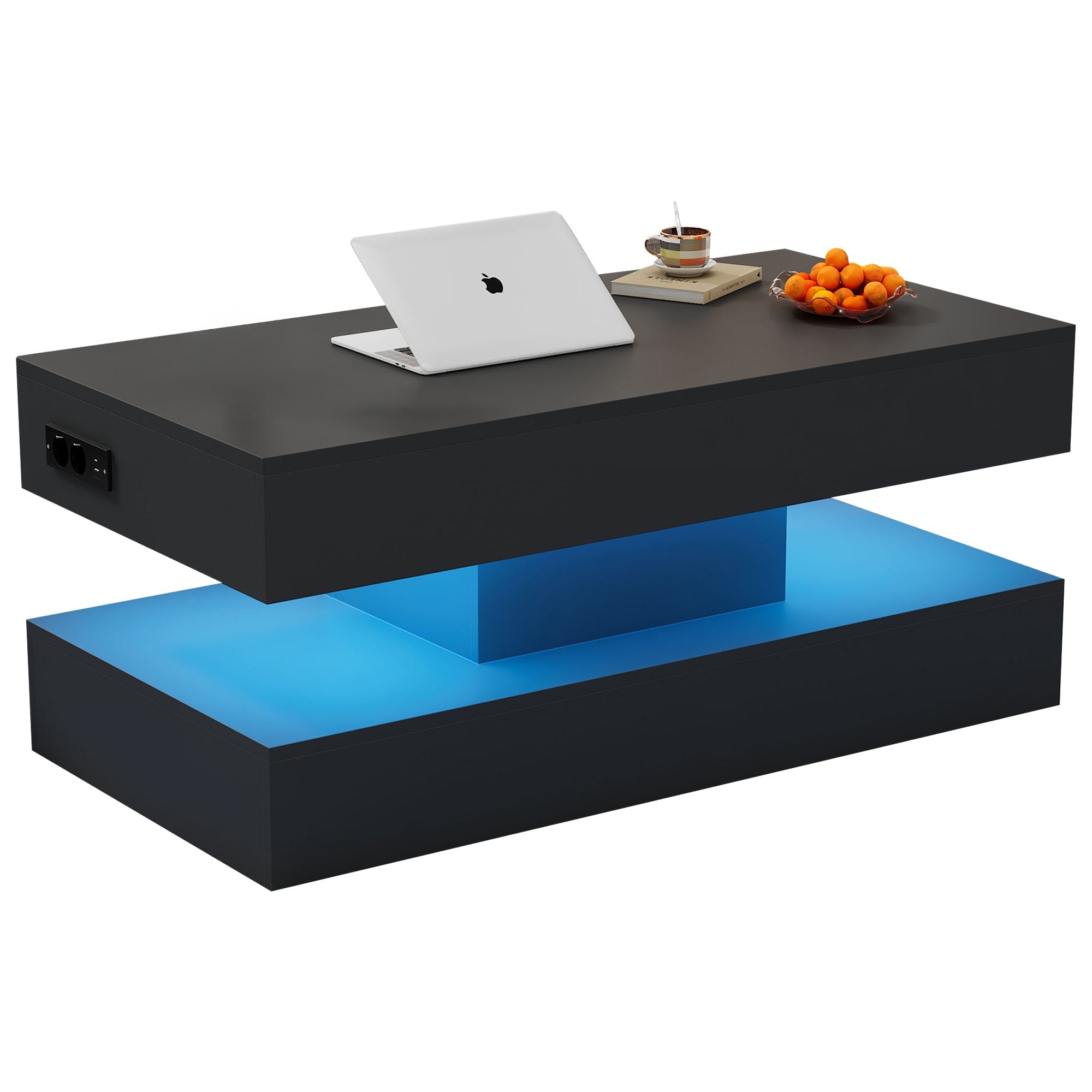 Logidon LED Salontafel met verborgen opbergruimte 100x50 cm Zwart