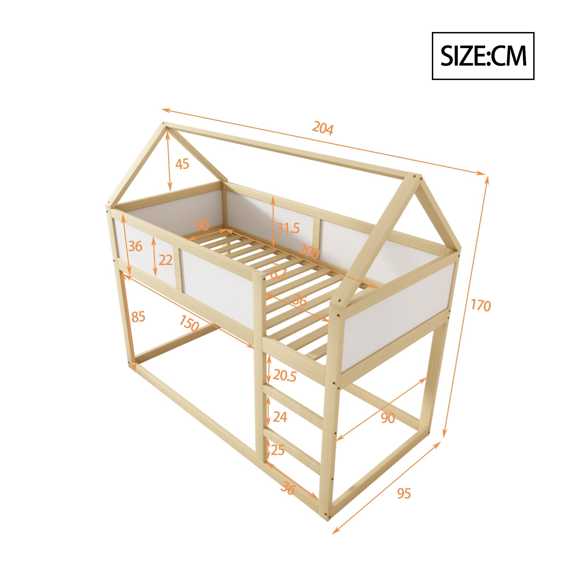 Logidon stapelbed kinderbed 90x200 cm lage hoogslaper met trap beige