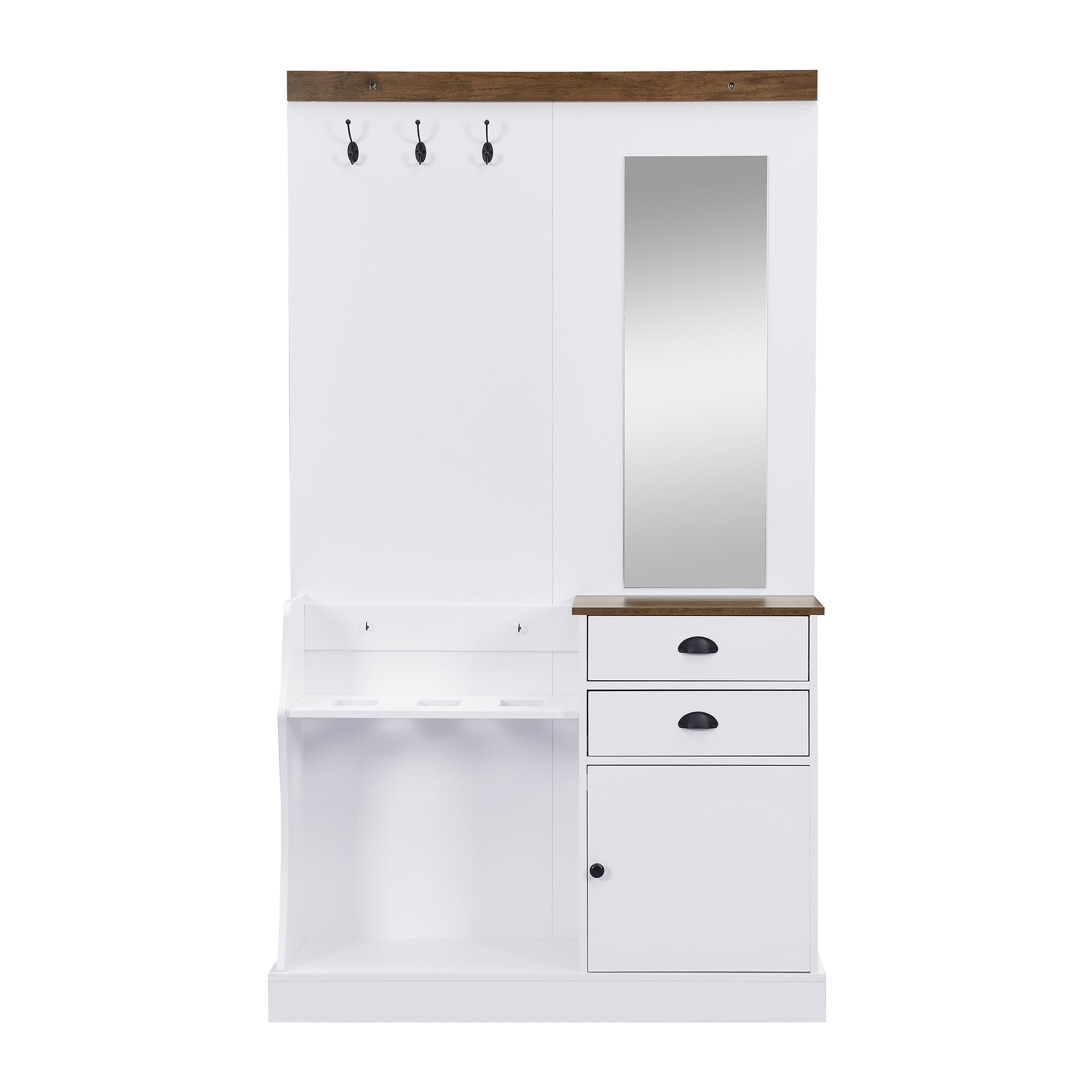 Logidon Kledingkastset Met Spiegel, Haken En Laden Wit 110x38x191 cm
