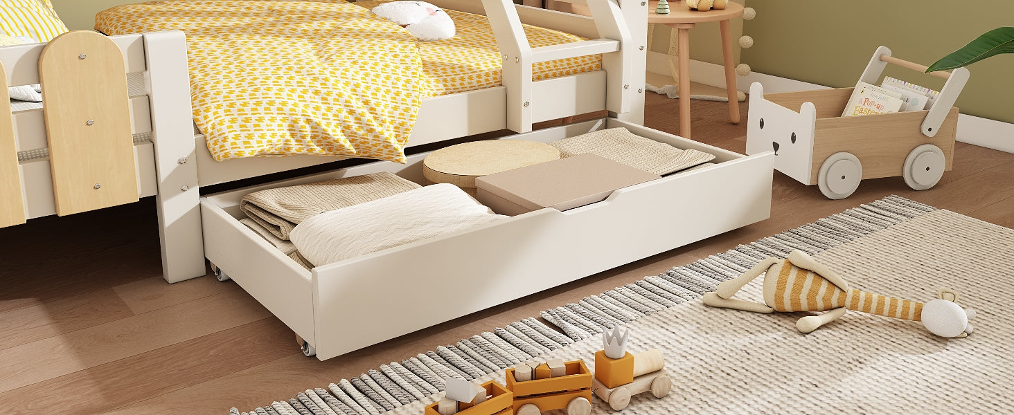 Logidon stapelbed 90x200/140x200 schuiflaadladder blokhut design