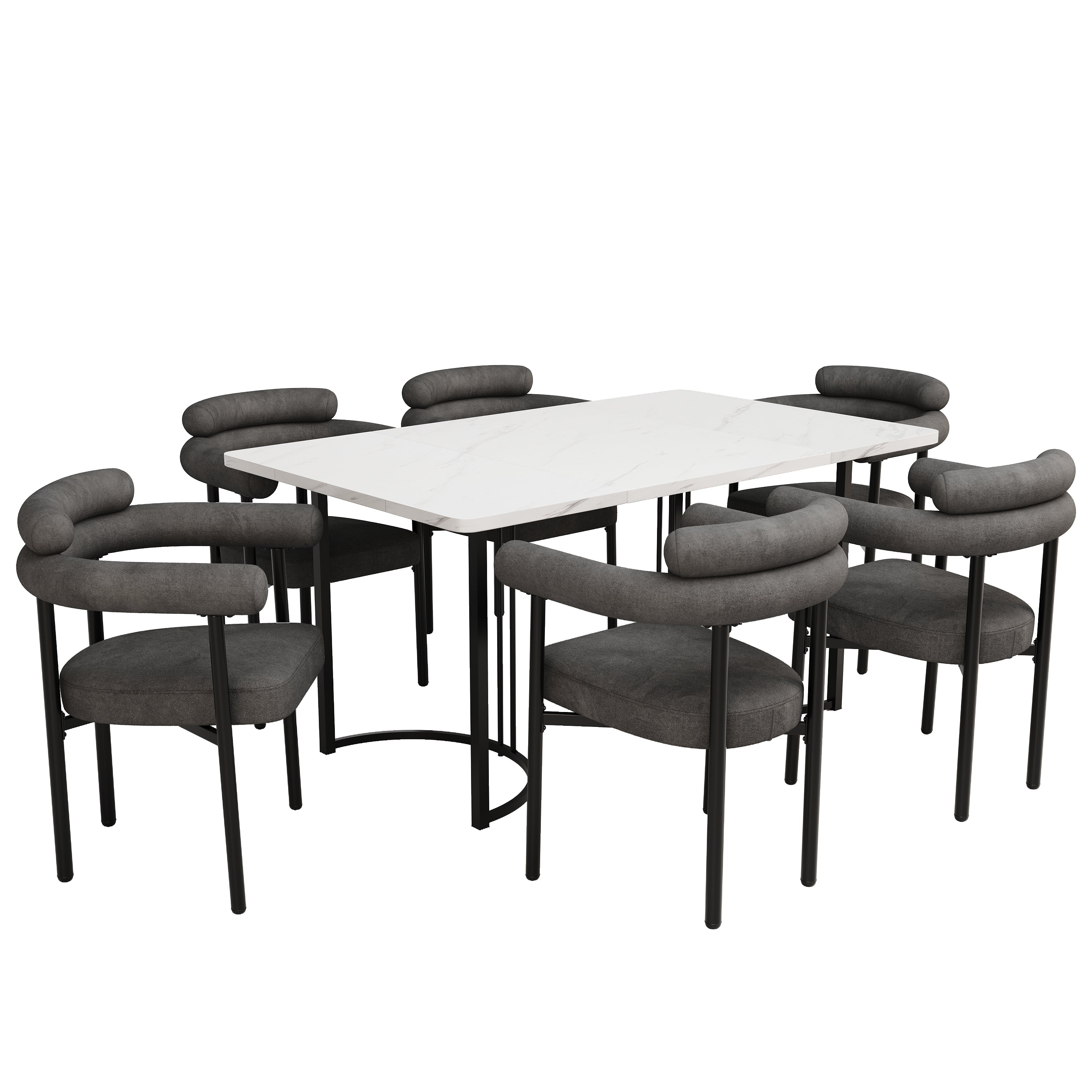 Logidon Dining Room Chairs Set of 4 Dark Gray Velvet Ergonomic W70 D62 cm