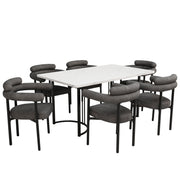 Logidon eettafelset 7-delige metalen poten grijze velours stoelen 140x80