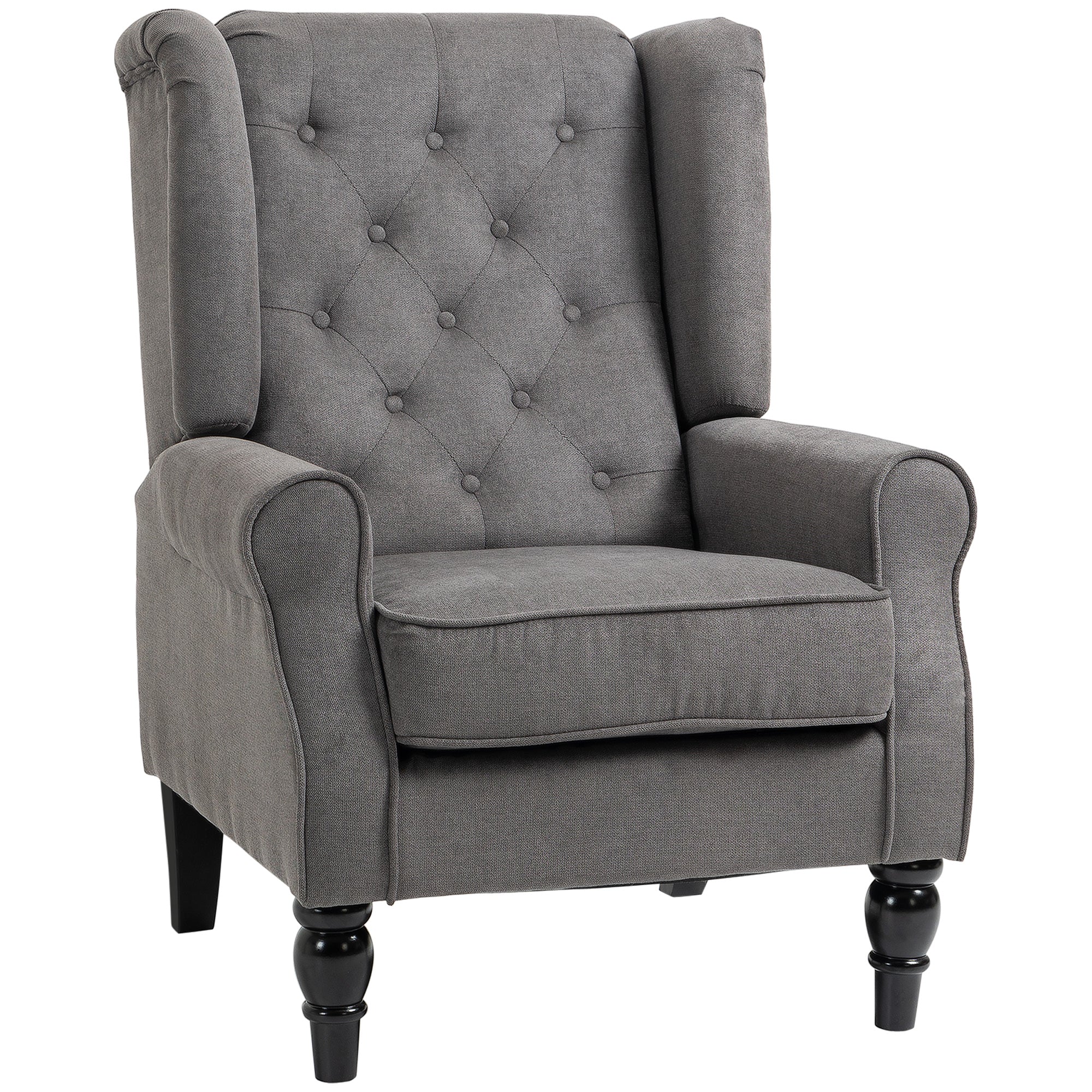 Logidon Wing Chair Met Tufting Donkergrijs 74x86x102 cm