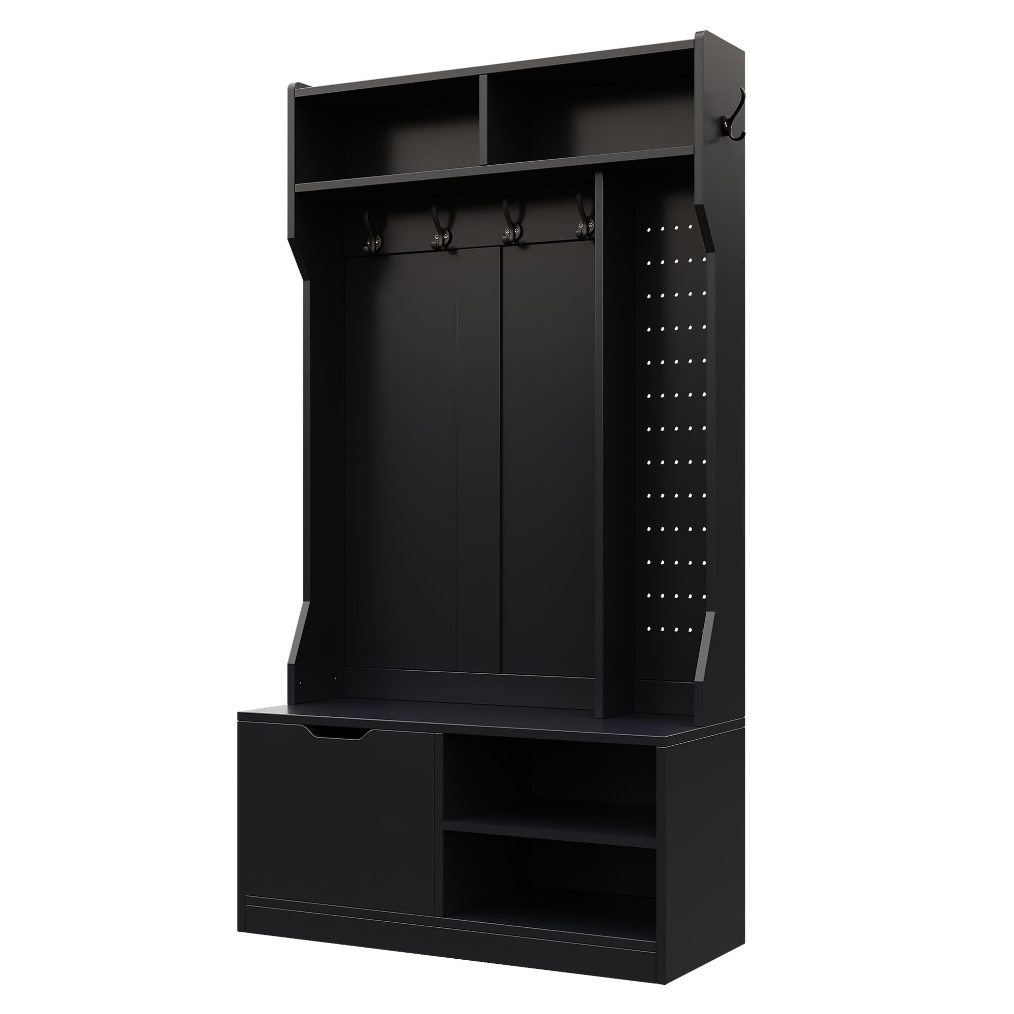 Logidon kledingkastset zwart 100x185,5x40 cm met bank 6 haken