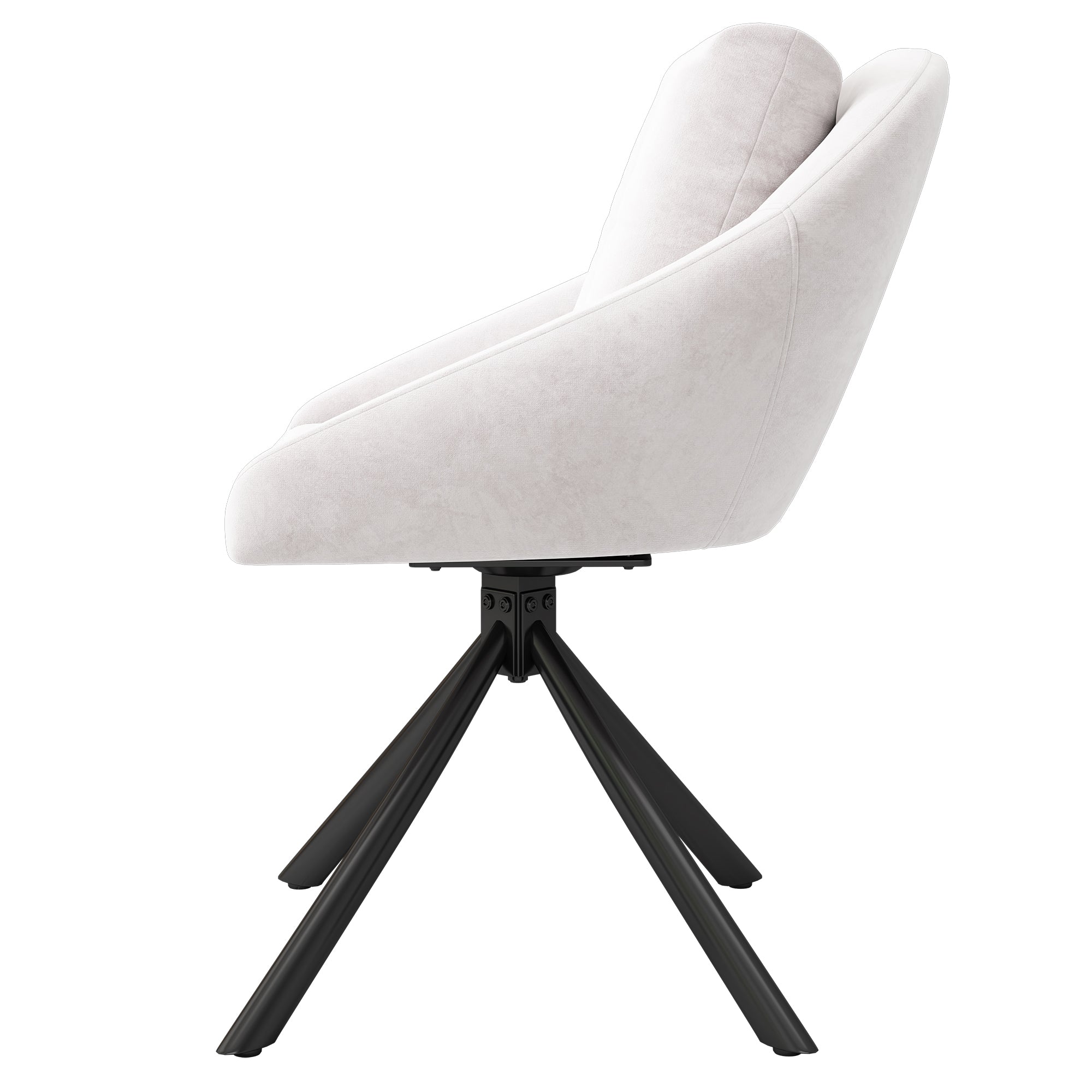 Logidon Beige Velvet Swivel Chair, Ergonomic Design, Set of 4