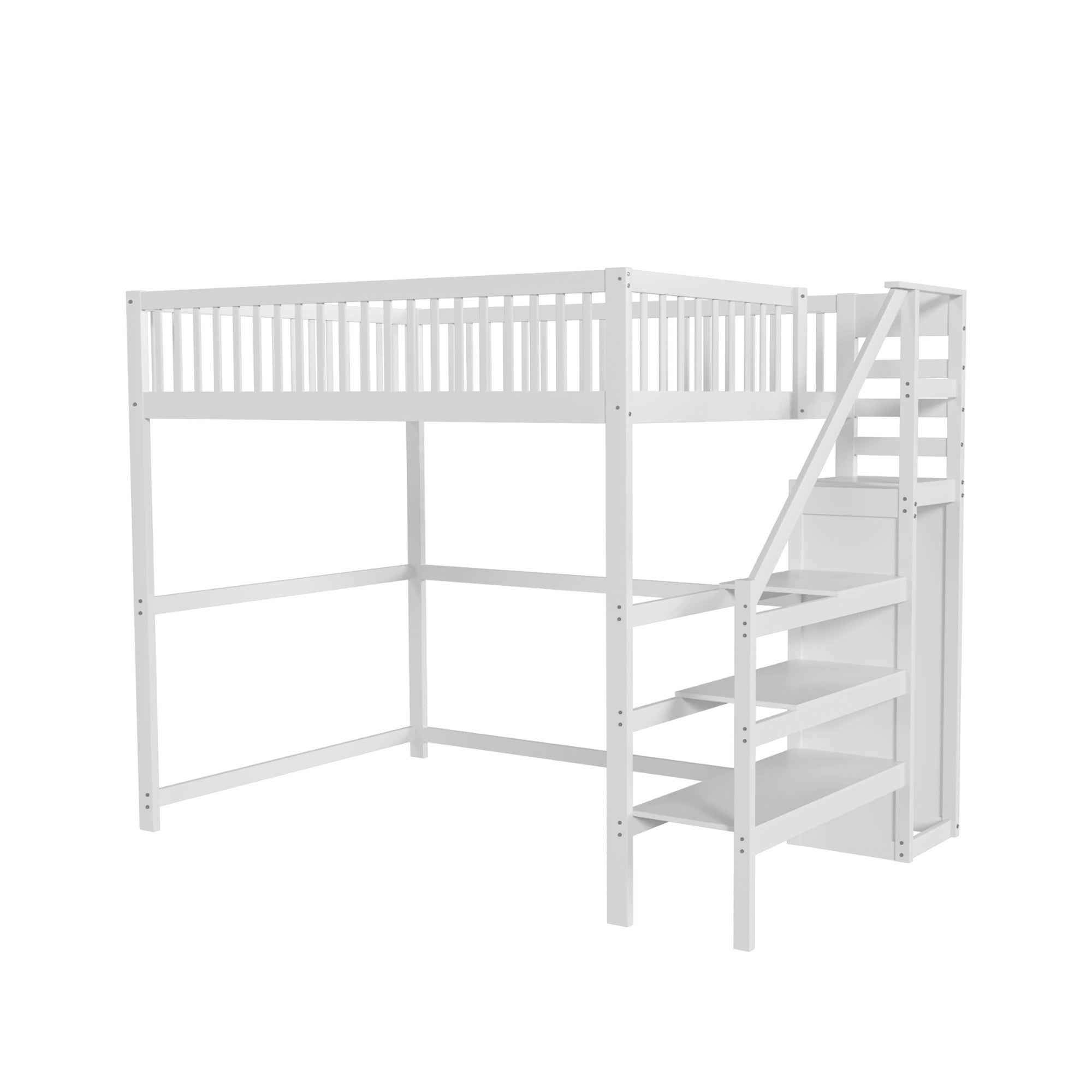 Logidon hoogslaper 140x200 wit met trap en opbergplank