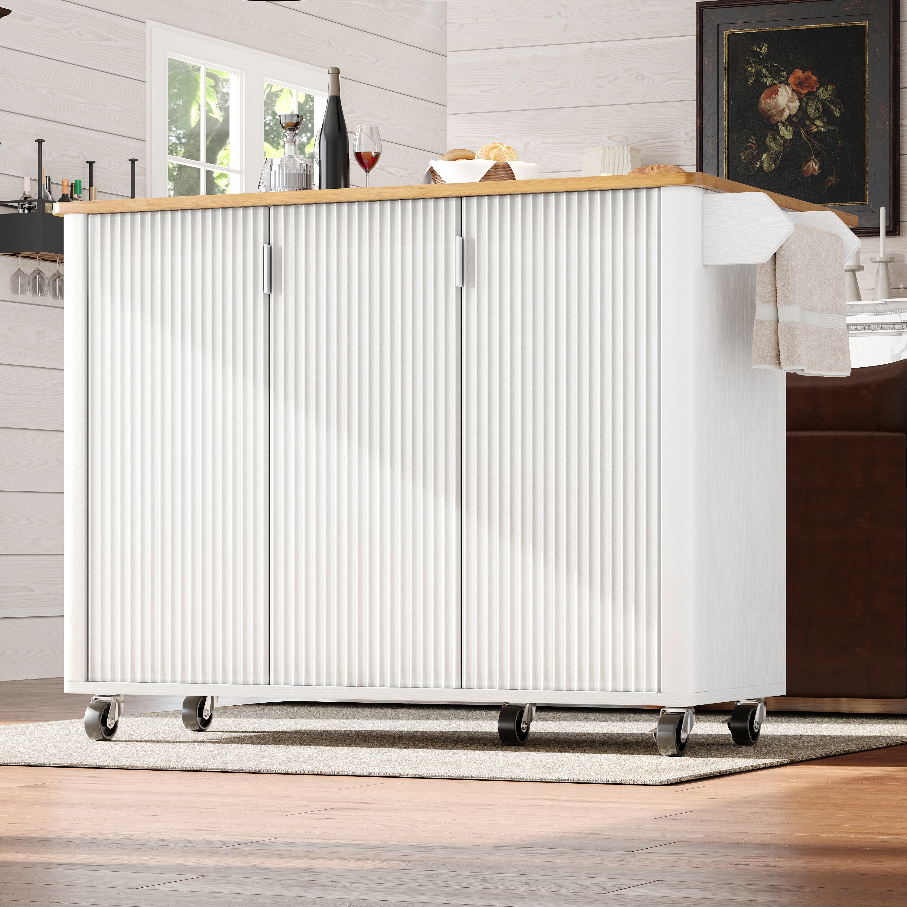 Logidon kitchen island 130x45(75)x92 cm white-black, extendable