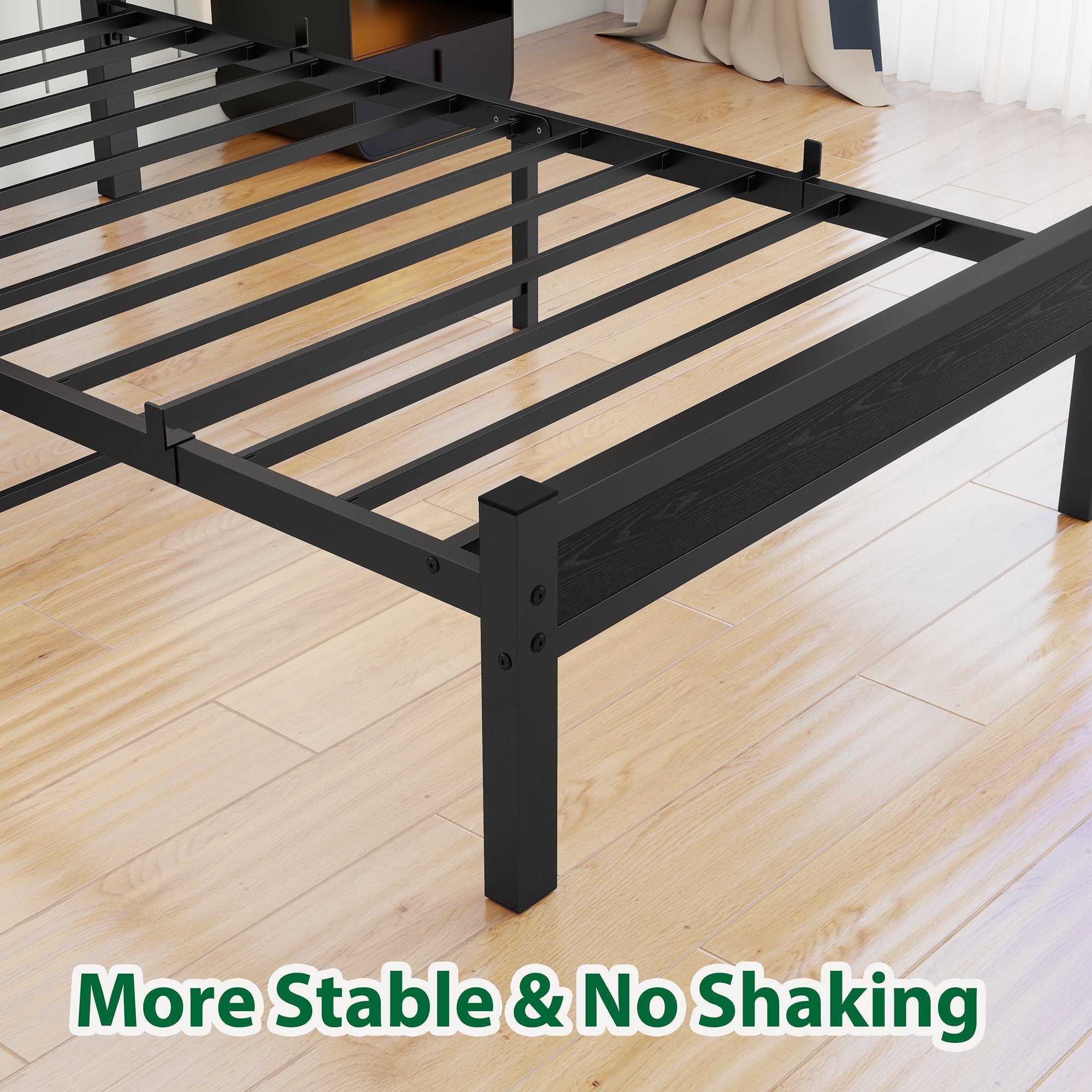 Logidon 90x200 cm metalen frame met opberghoofdbord zwart