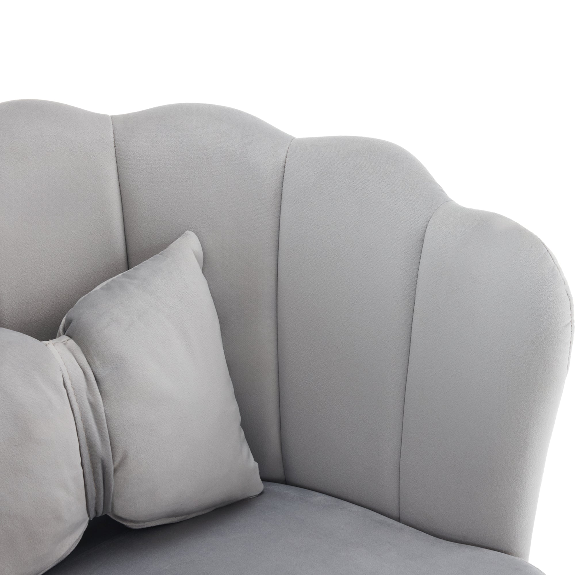 Logidon Modern Velvet Living Room Armchair Gray With Gold Legs