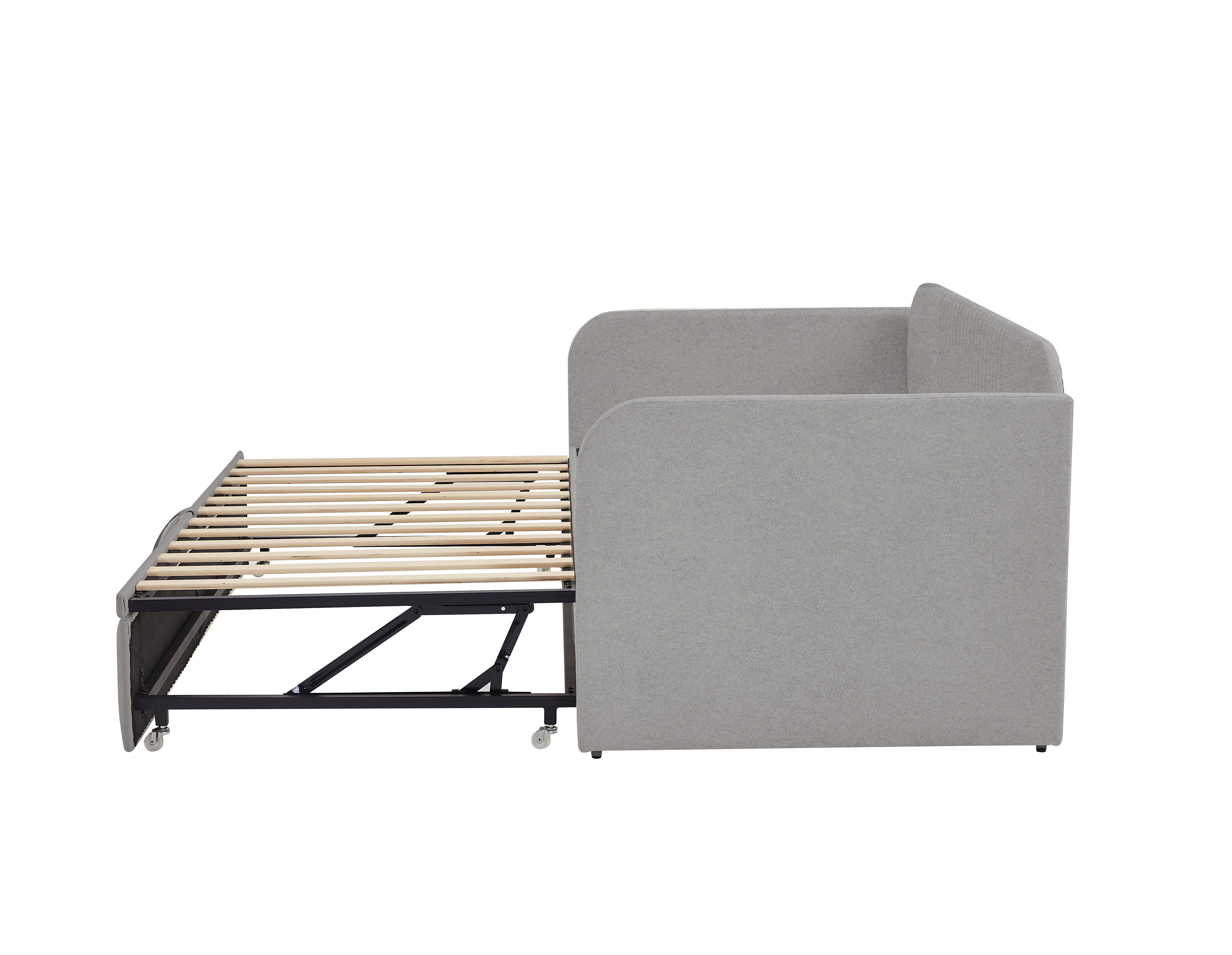 Logidon gestoffeerd bed slaapbank 90/180x190 cm lichtgrijs