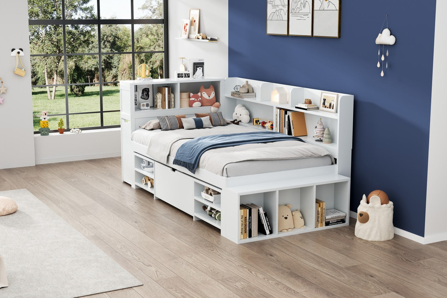 Logidon 90x190 kinderbed wit multifunctioneel bed met opbergruimte