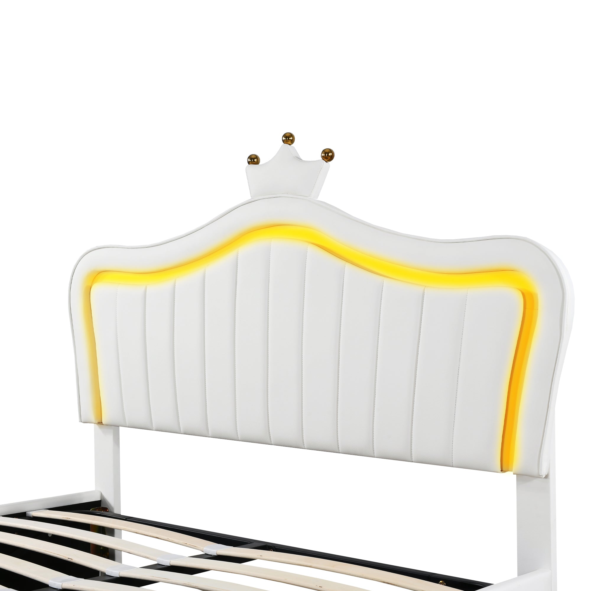 Logidon gestoffeerd bed 140x200 wit kunstleer met LED-verlichting