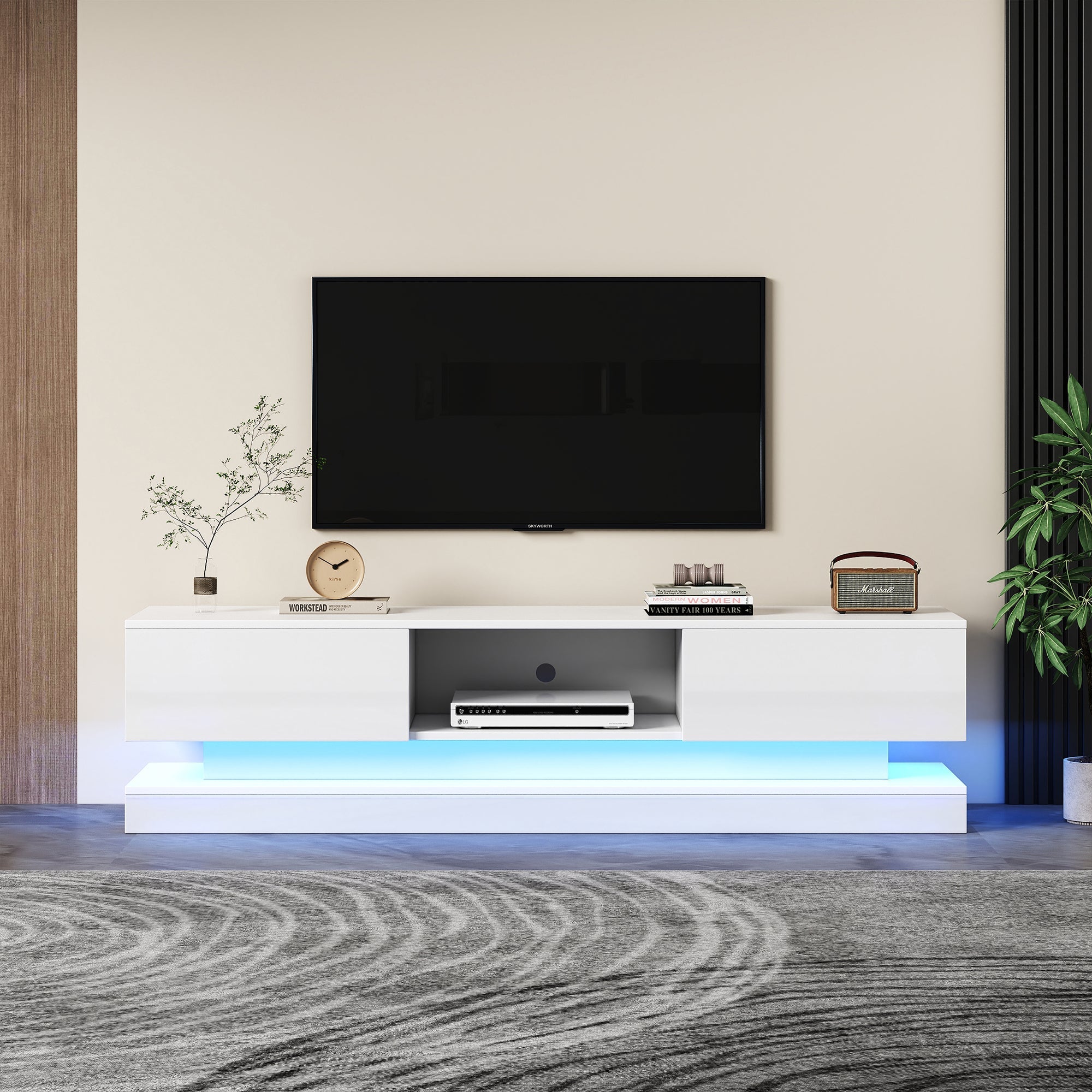 Logidon wit TV-meubel 160 cm met LED-verlichting app bediening
