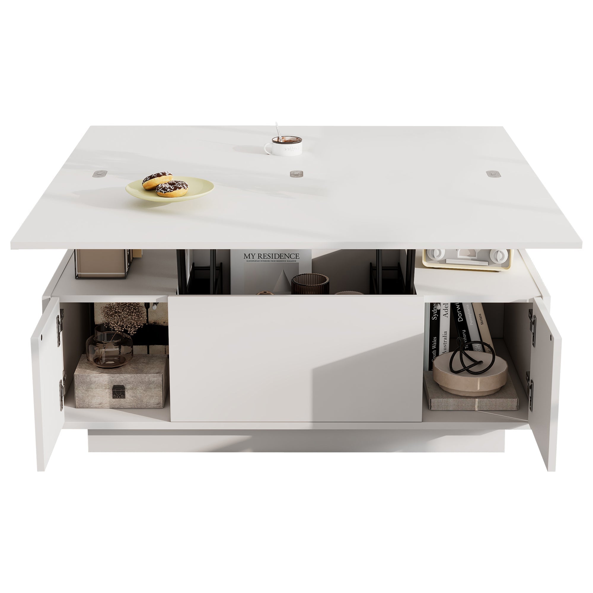 Logidon moderne salontafel met dubbel hefmechanisme, opbergruimte