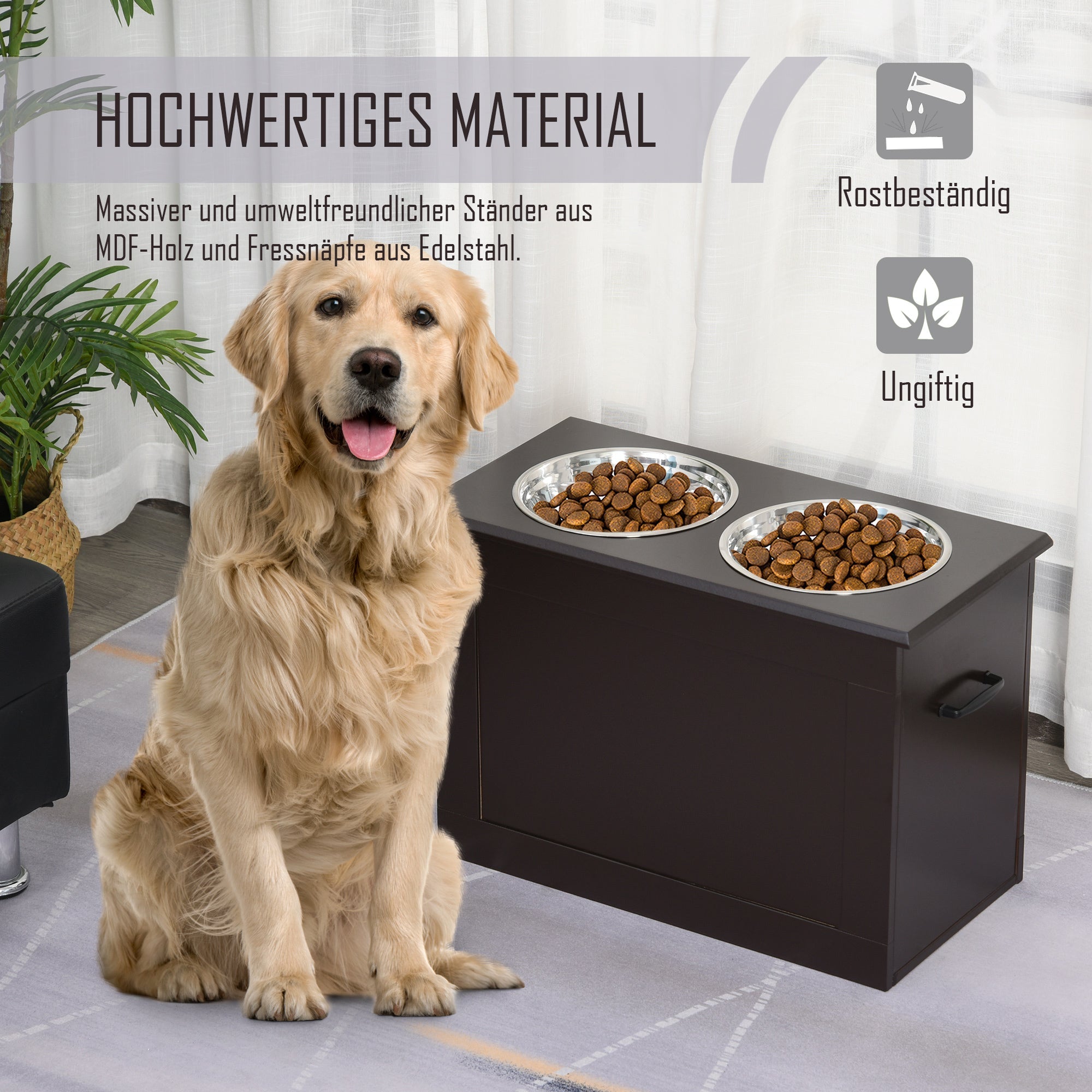 Logidon Fressnapf MDF Bruin Espresso 60x30x41 cm Opbergruimte 2 kommen