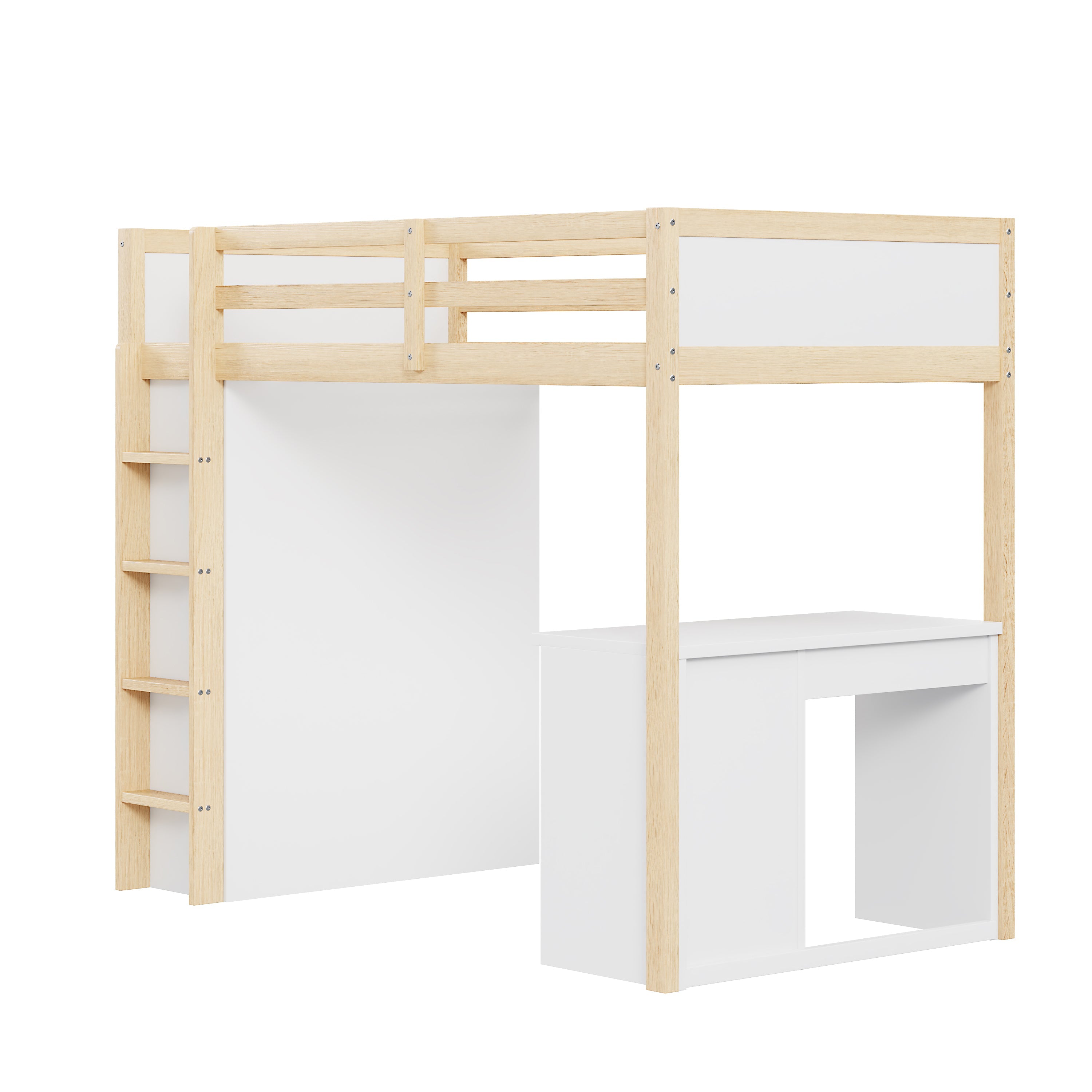 Logidon hoogslaper 90x200 cm met opbergruimte en computertafel wit