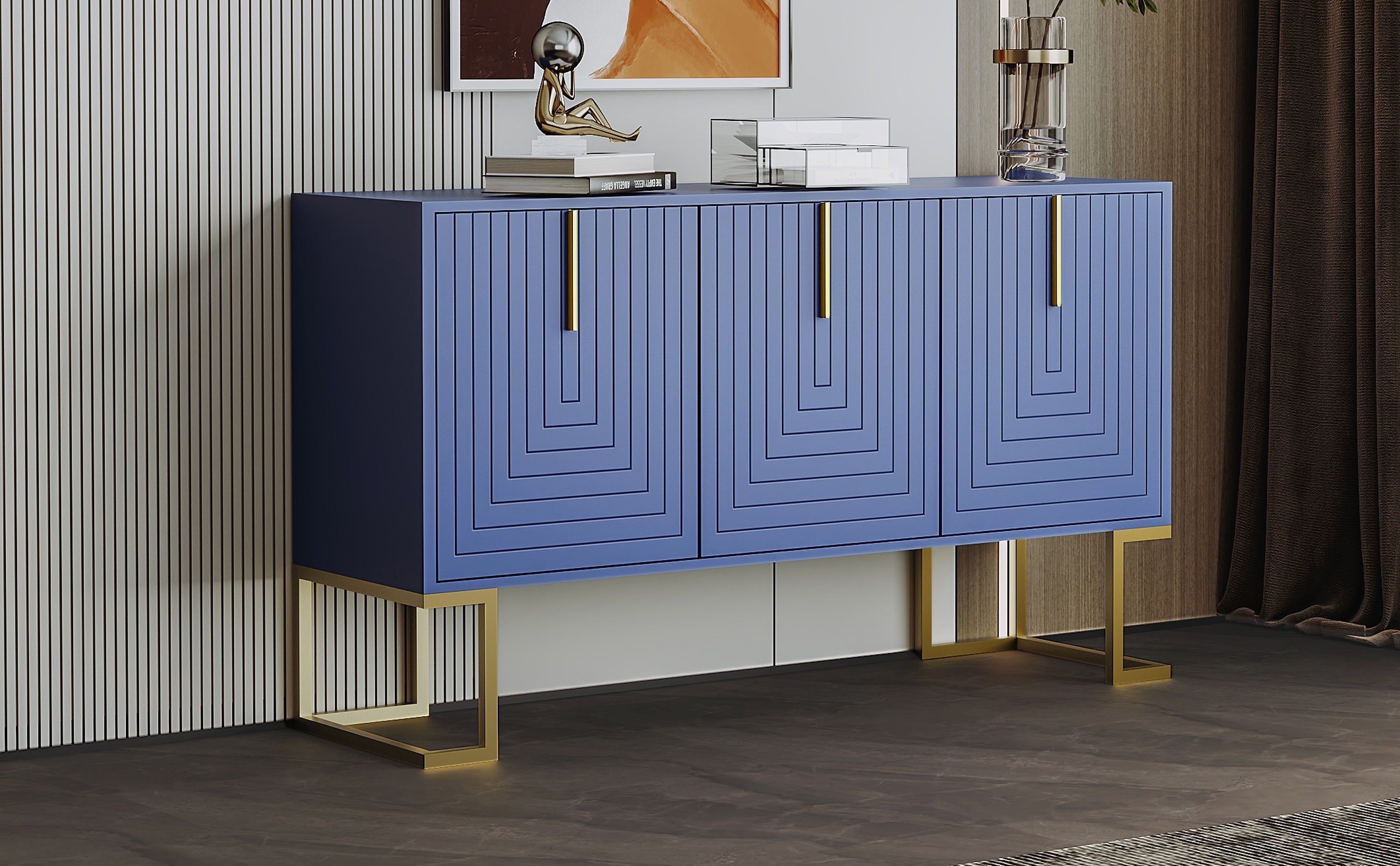 Logidon marineblauw dressoir met 3 deuren en verstelbare planken