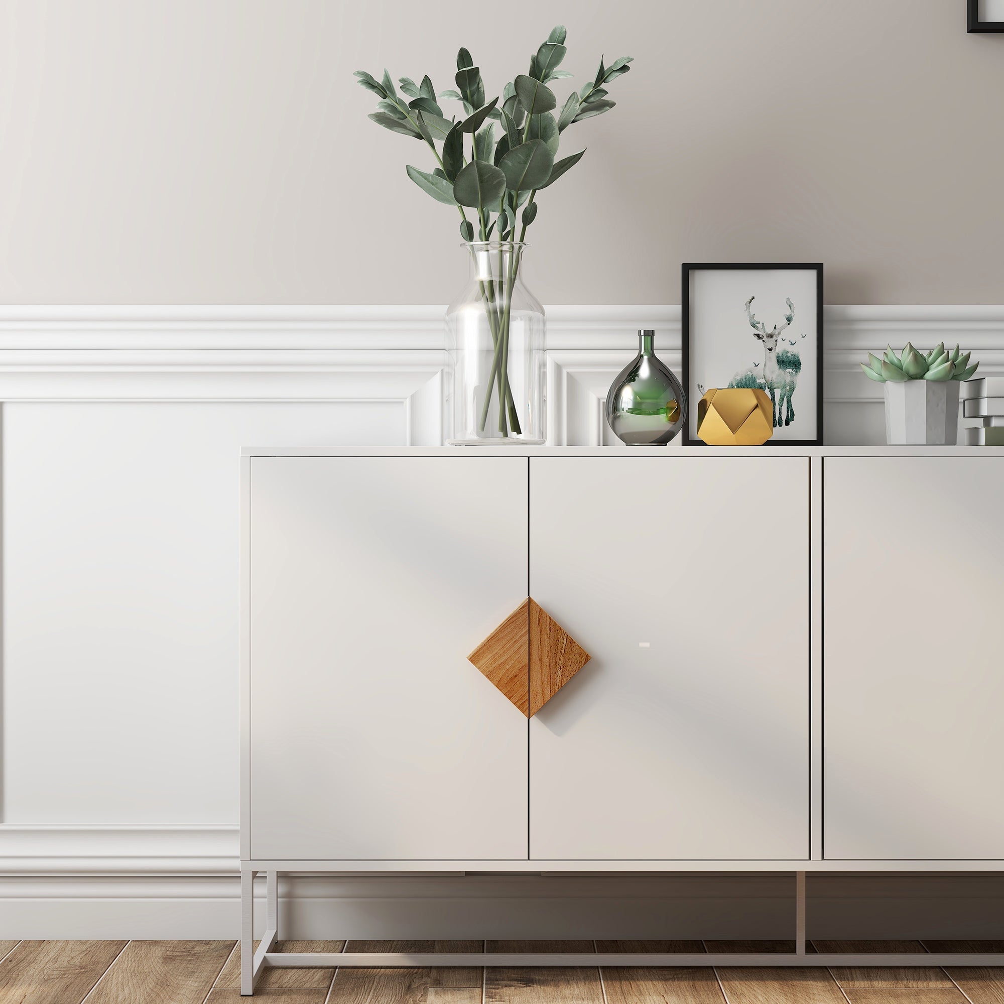 Logidon Wit Dressoir 160 cm met 4 deuren en dubbele opbergruimte