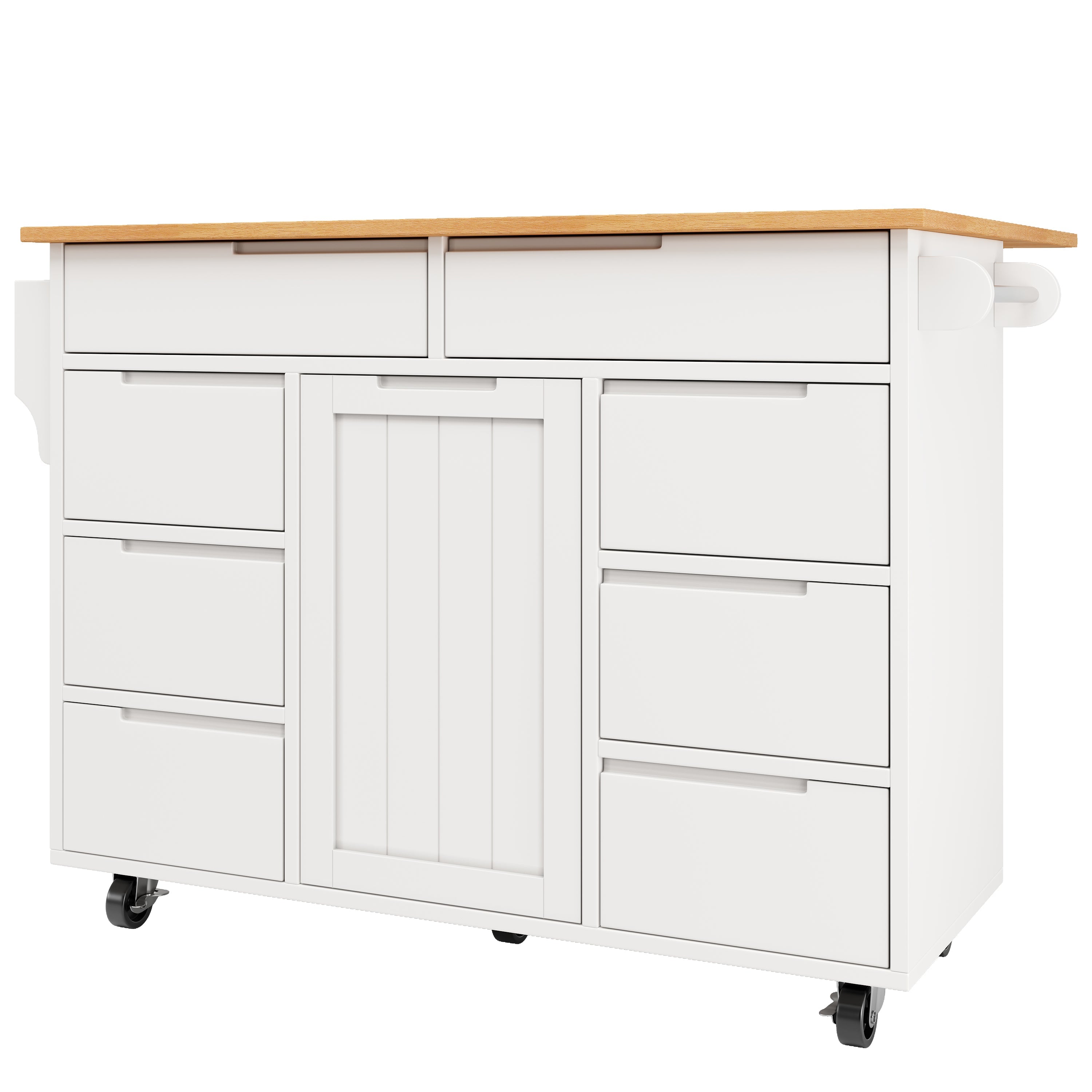 Logidon Modern Keukeneiland Uitschuifbare Keukentrolley Wit 8 Laden
