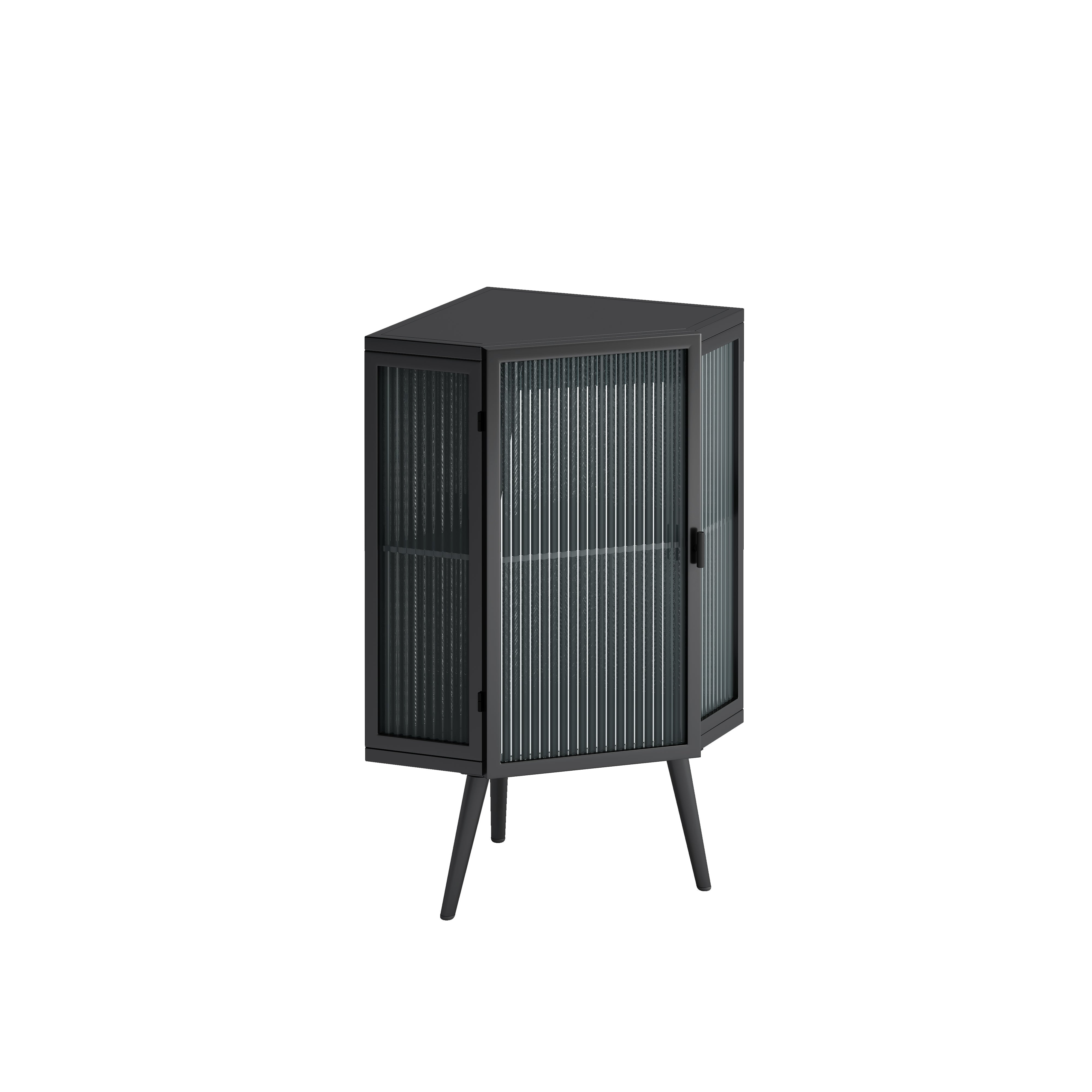 Logidon Hoekkast Zwart Glazen Deur Verstelbare Planken