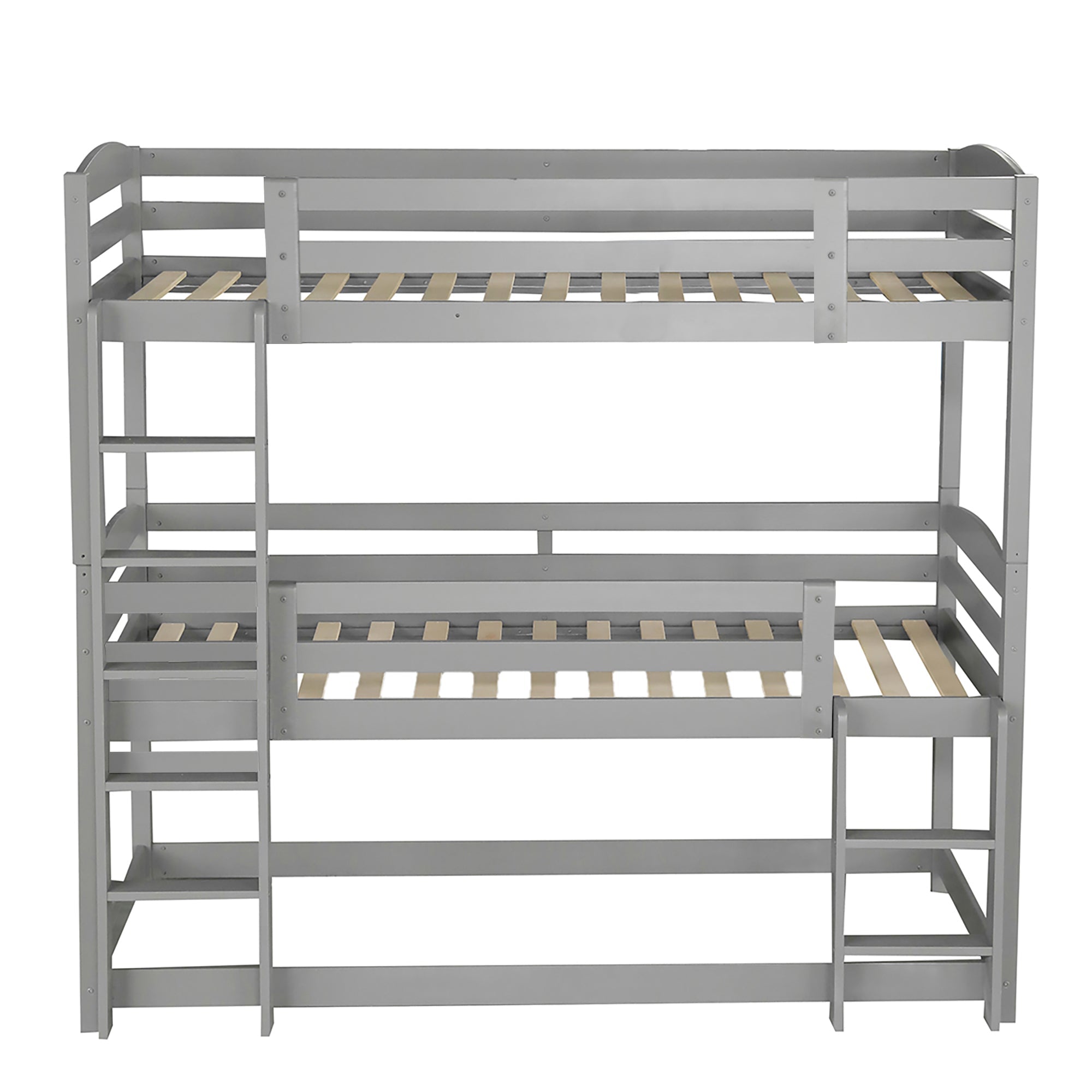 Logidon stapelbed 90x200 grijs hout driepersoonsbed kinderen