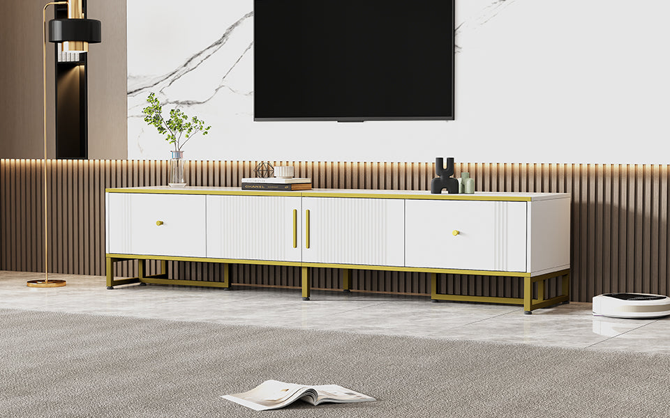 Logidon Elegant Wit TV-meubel 180x40x40 cm Gouden Trim