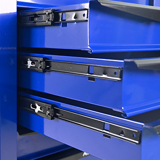 Logidon gereedschapswagen 7 laden blauw stalen wielen RVS dak