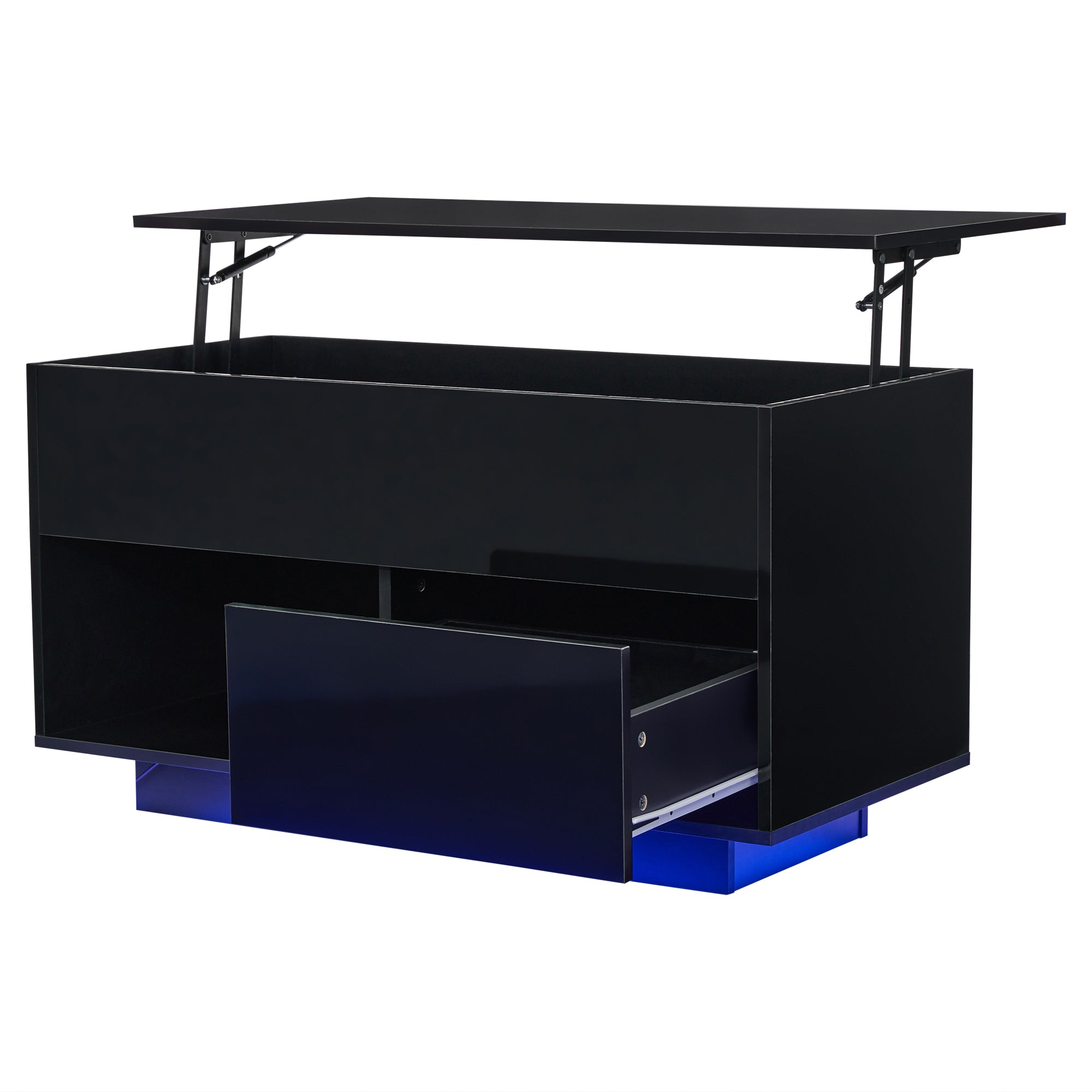 Logidon hoogglans salontafel 100x50x55 cm zwart LED-verlichting