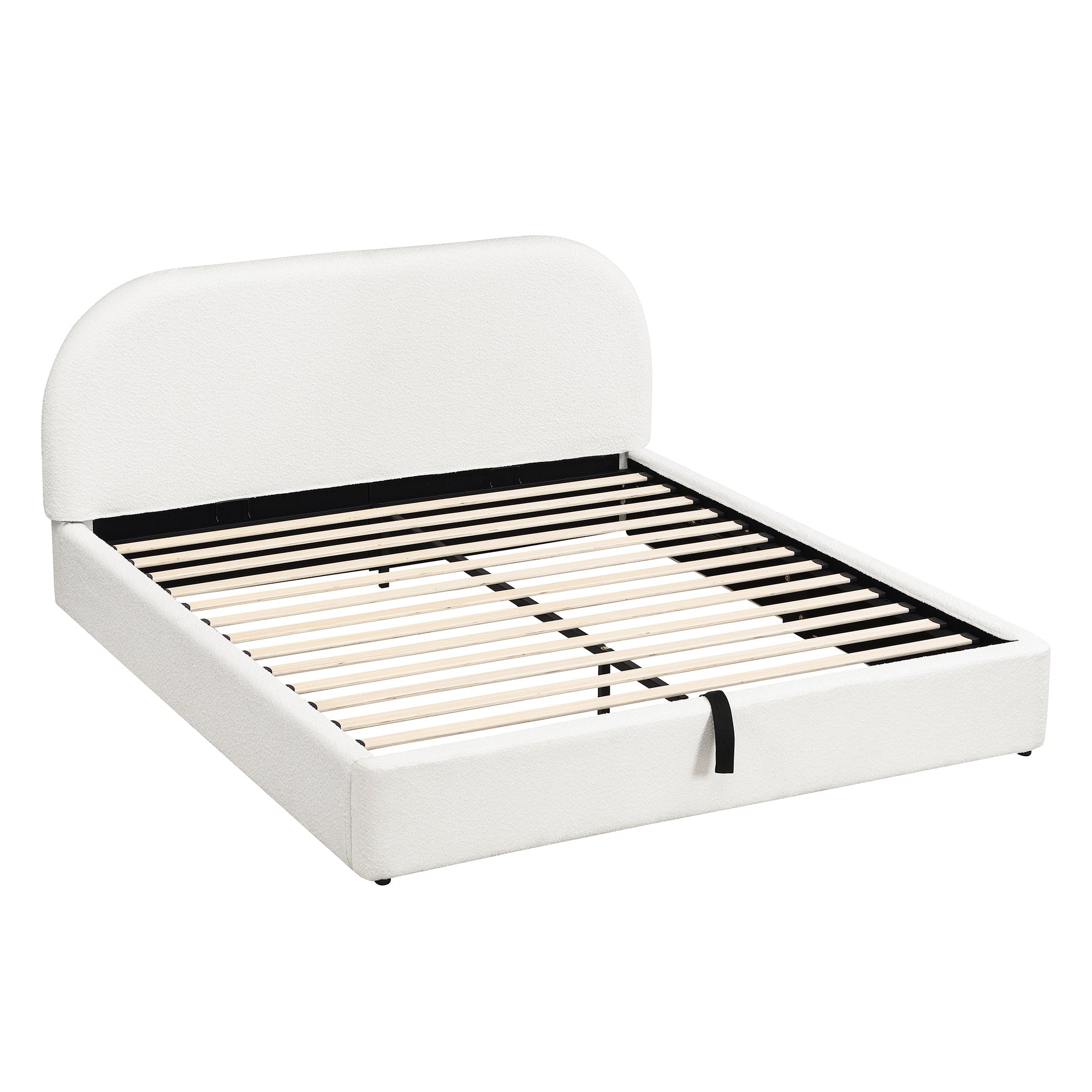 Logidon gestoffeerd bed 180x200 beige bouclé met opbergruimte hydraulische lift