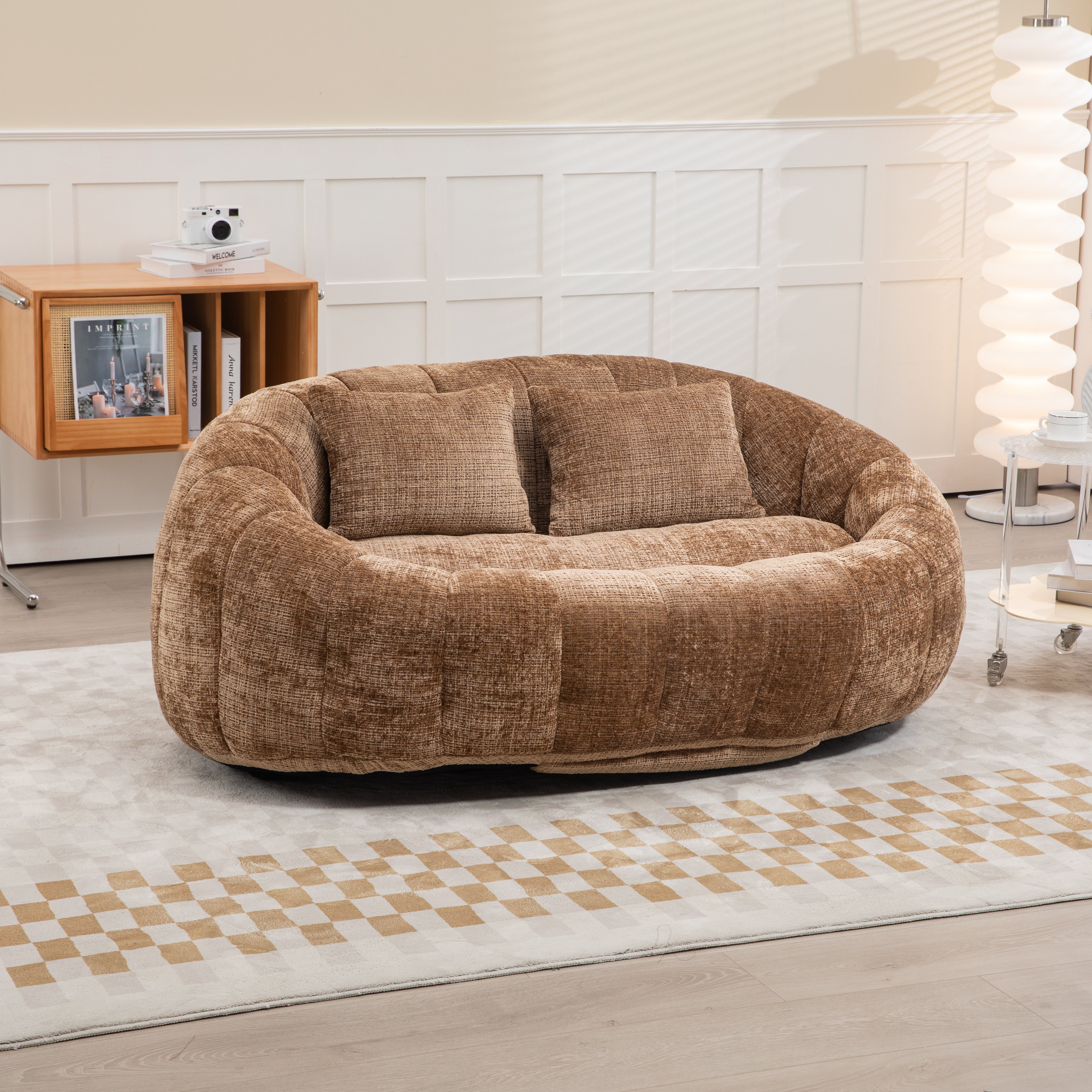 Logidon Zitzakbank Luxe Chenille Koffie Lounge Stoel