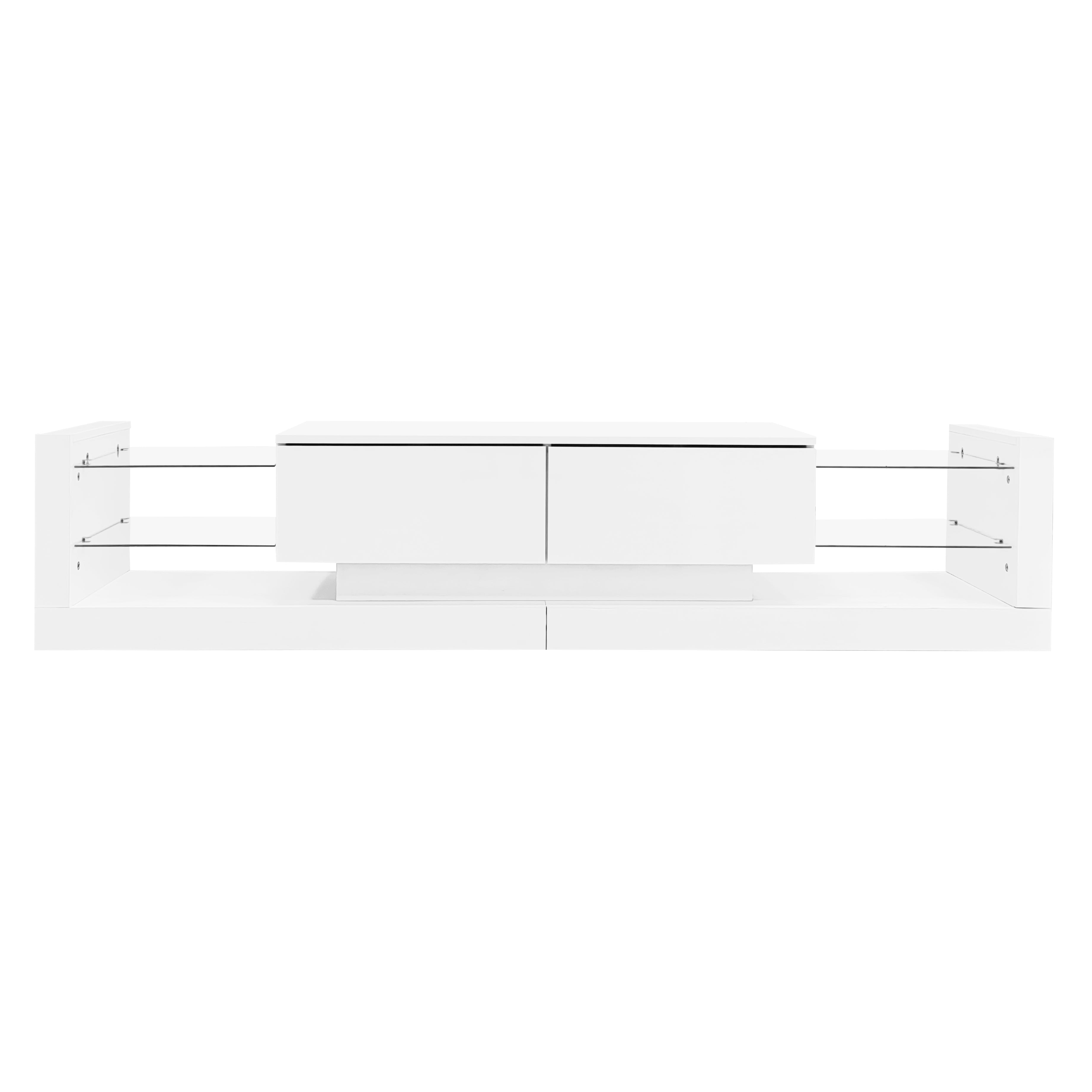 Logidon high gloss TV set white with LED lighting coffee table