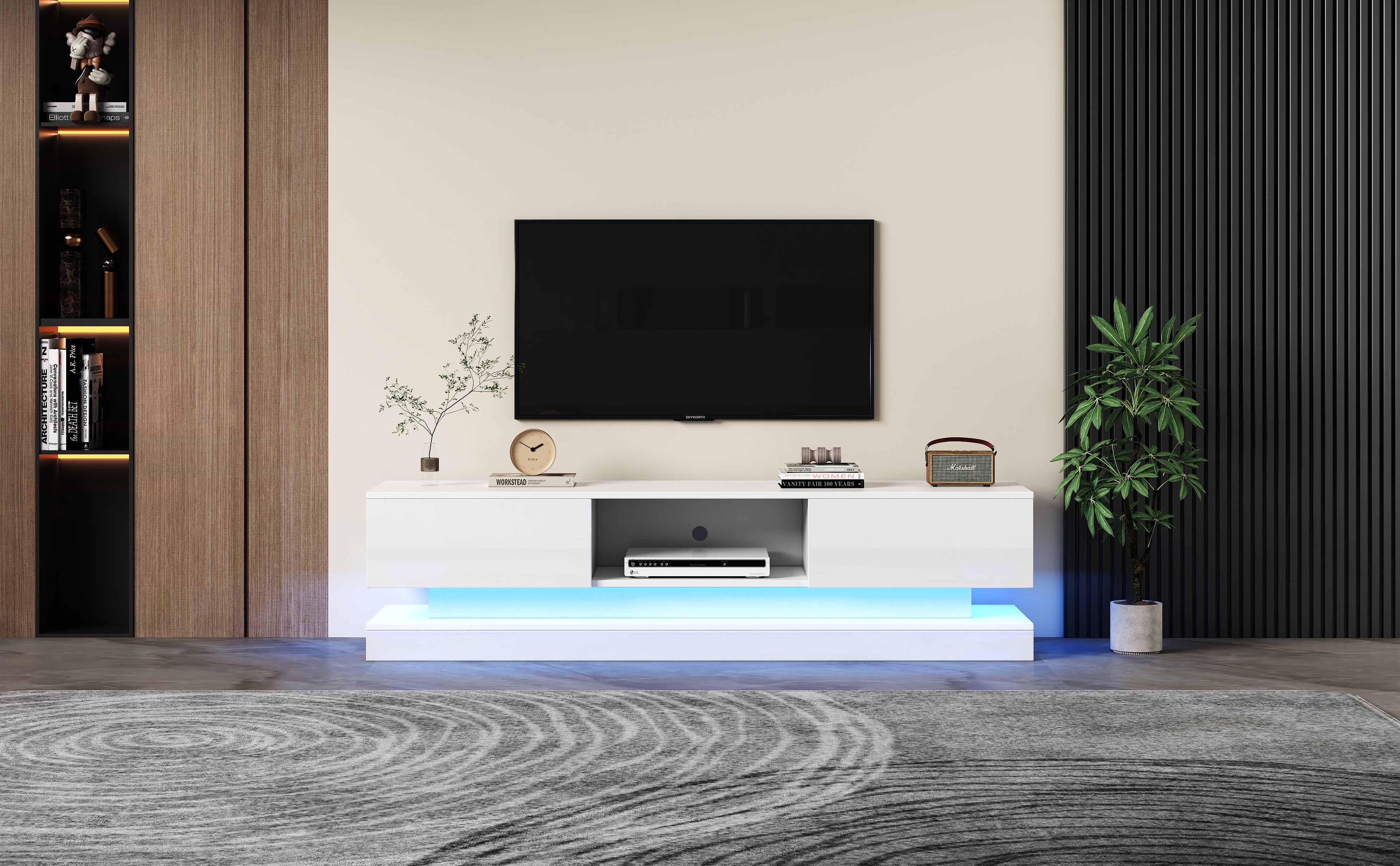 Logidon wit TV-meubel 160 cm met LED-verlichting app bediening