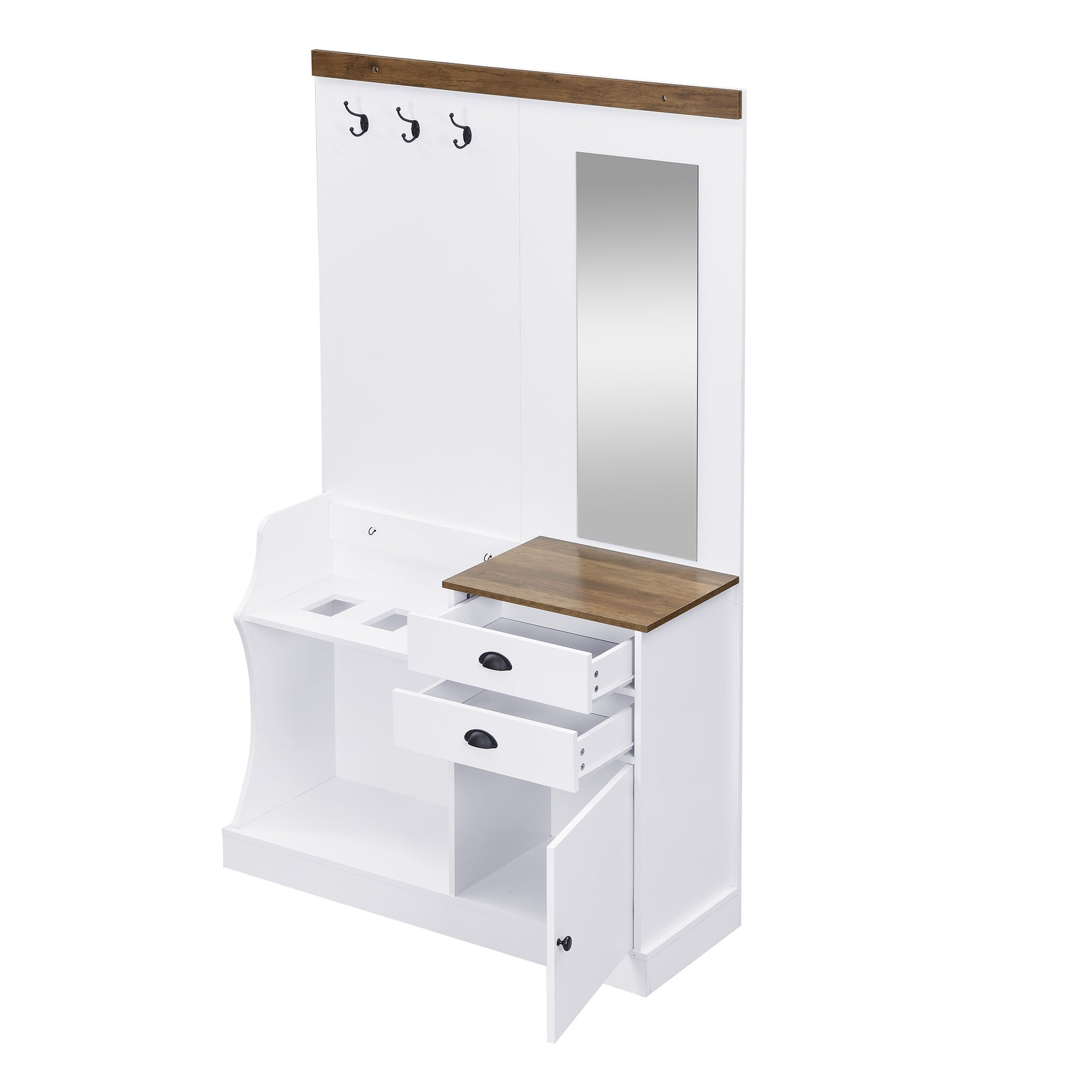 Logidon Kledingkastset Met Spiegel, Haken En Laden Wit 110x38x191 cm